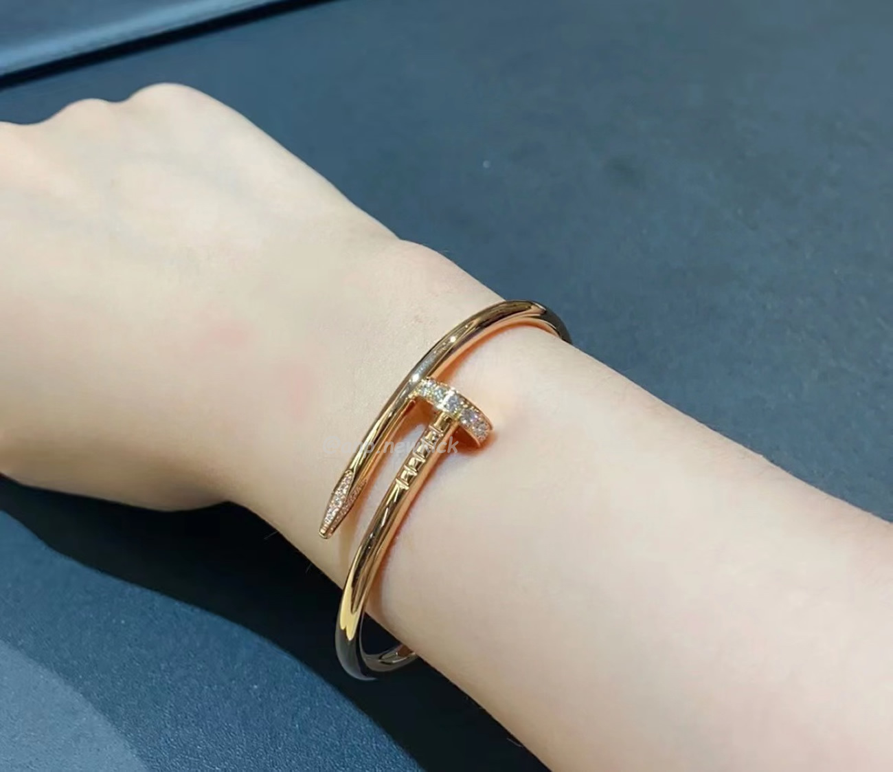 Cartier Rose Gold Silver Diamond Juste Un Clou Bracelet Size 16 B6048516 (2) - www.newkick.vip