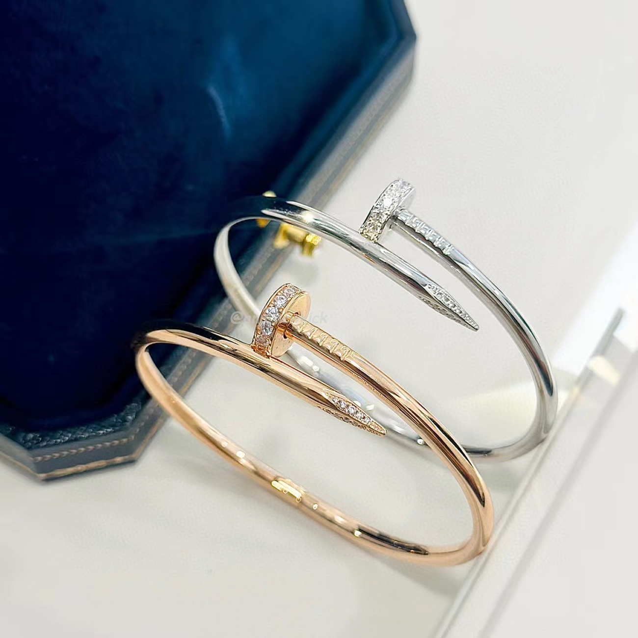 Cartier Rose Gold Silver Diamond Juste Un Clou Bracelet Size 16 B6048516 (5) - www.newkick.vip