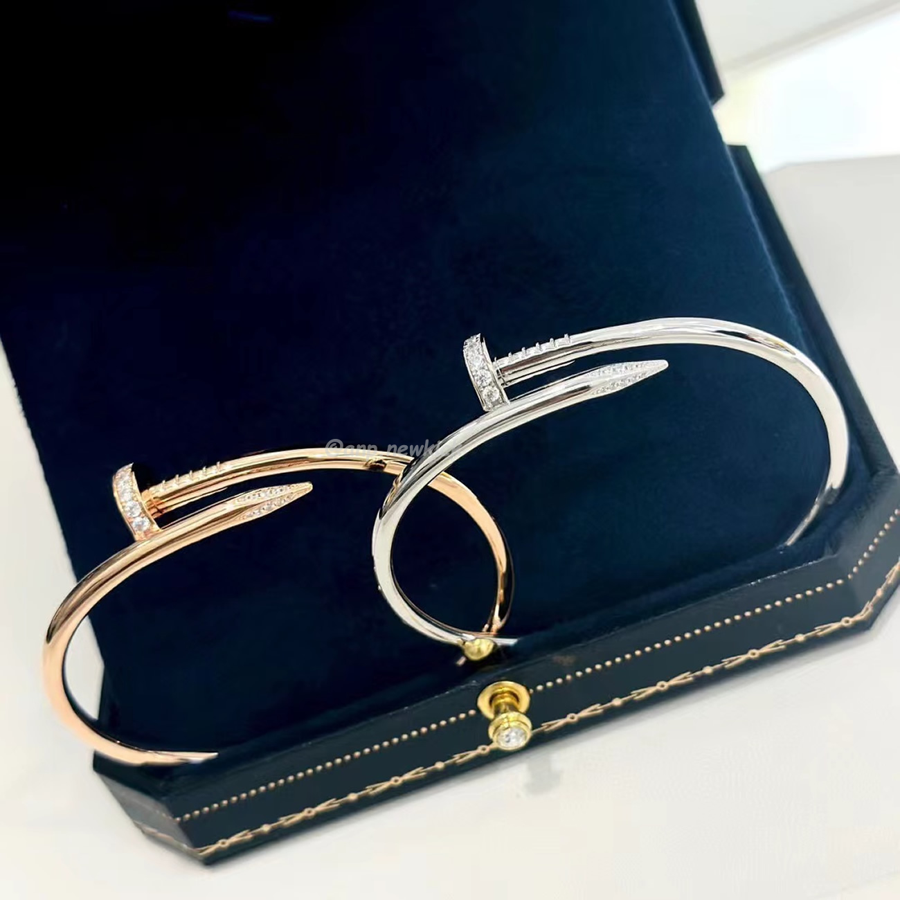 Cartier Rose Gold Silver Diamond Juste Un Clou Bracelet Size 16 B6048516 (7) - www.newkick.vip