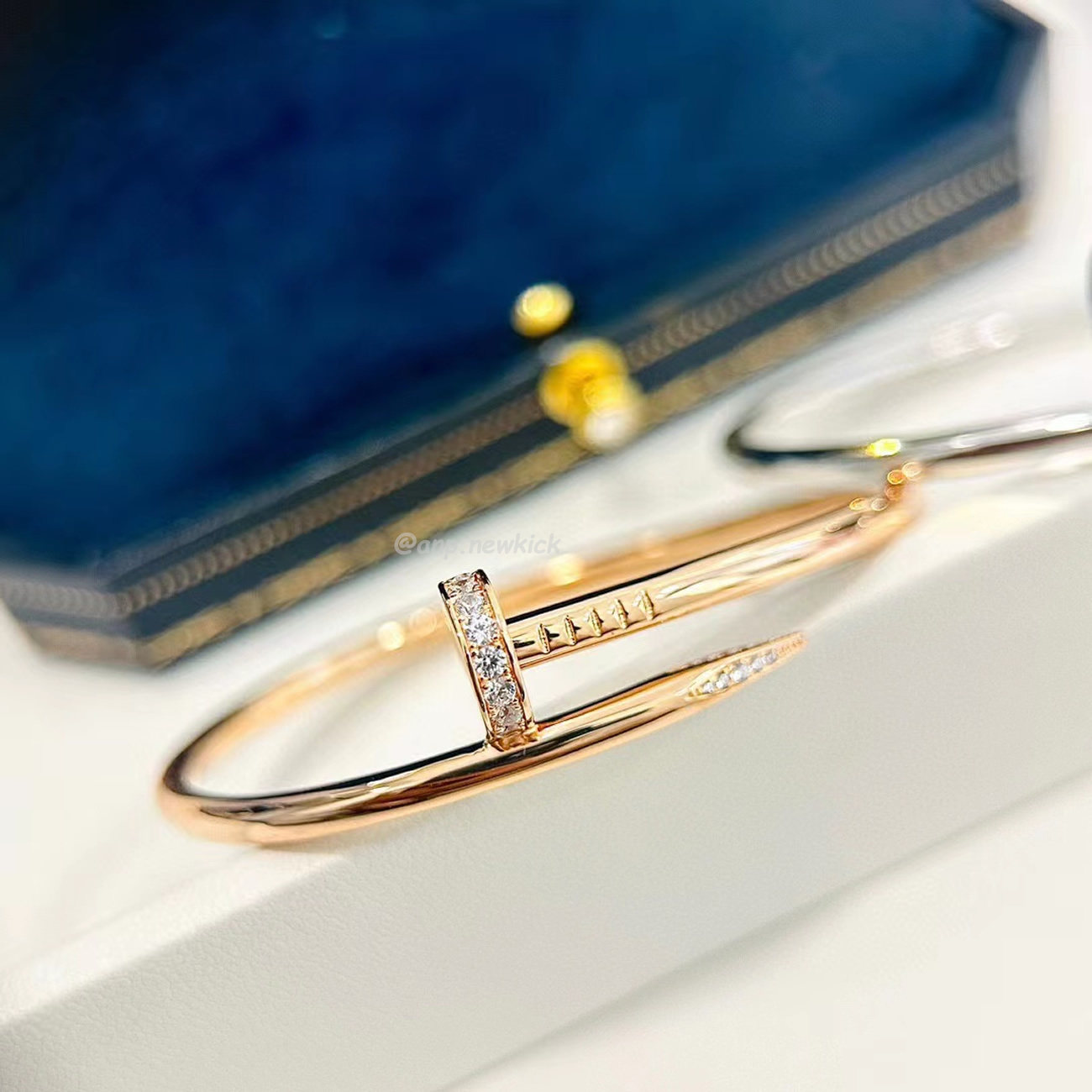 Cartier Rose Gold Silver Diamond Juste Un Clou Bracelet Size 16 B6048516 (8) - www.newkick.vip