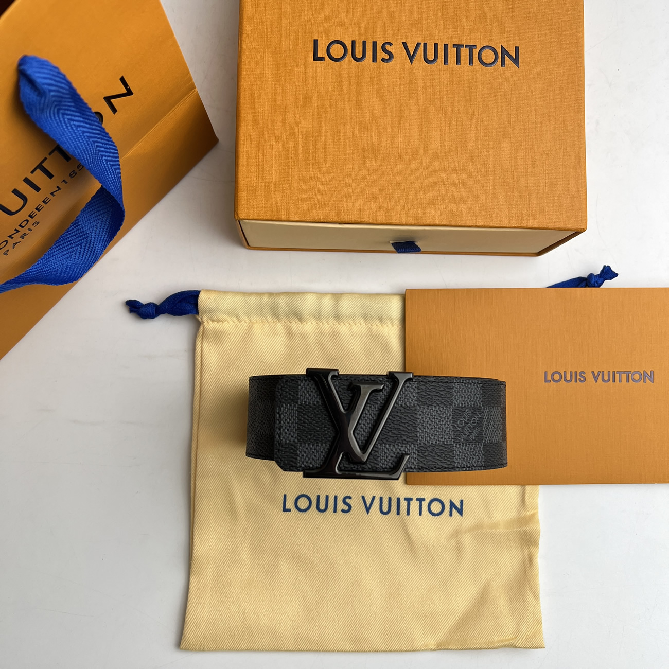 Lv Initiales 95cm 125cm Damier Black Belt (4) - www.newkick.vip