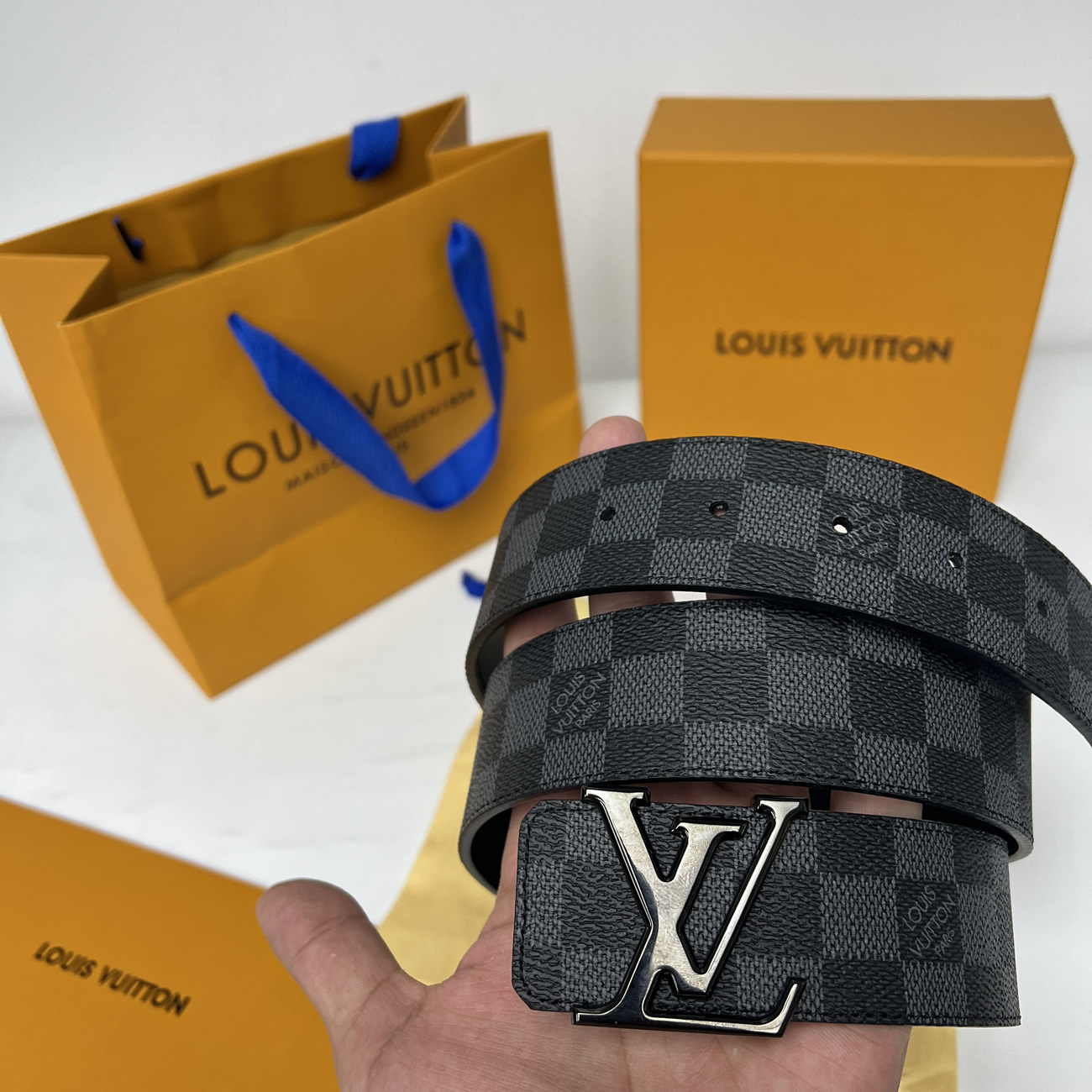 Lv Initiales 95cm 125cm Damier Black Belt (5) - www.newkick.vip