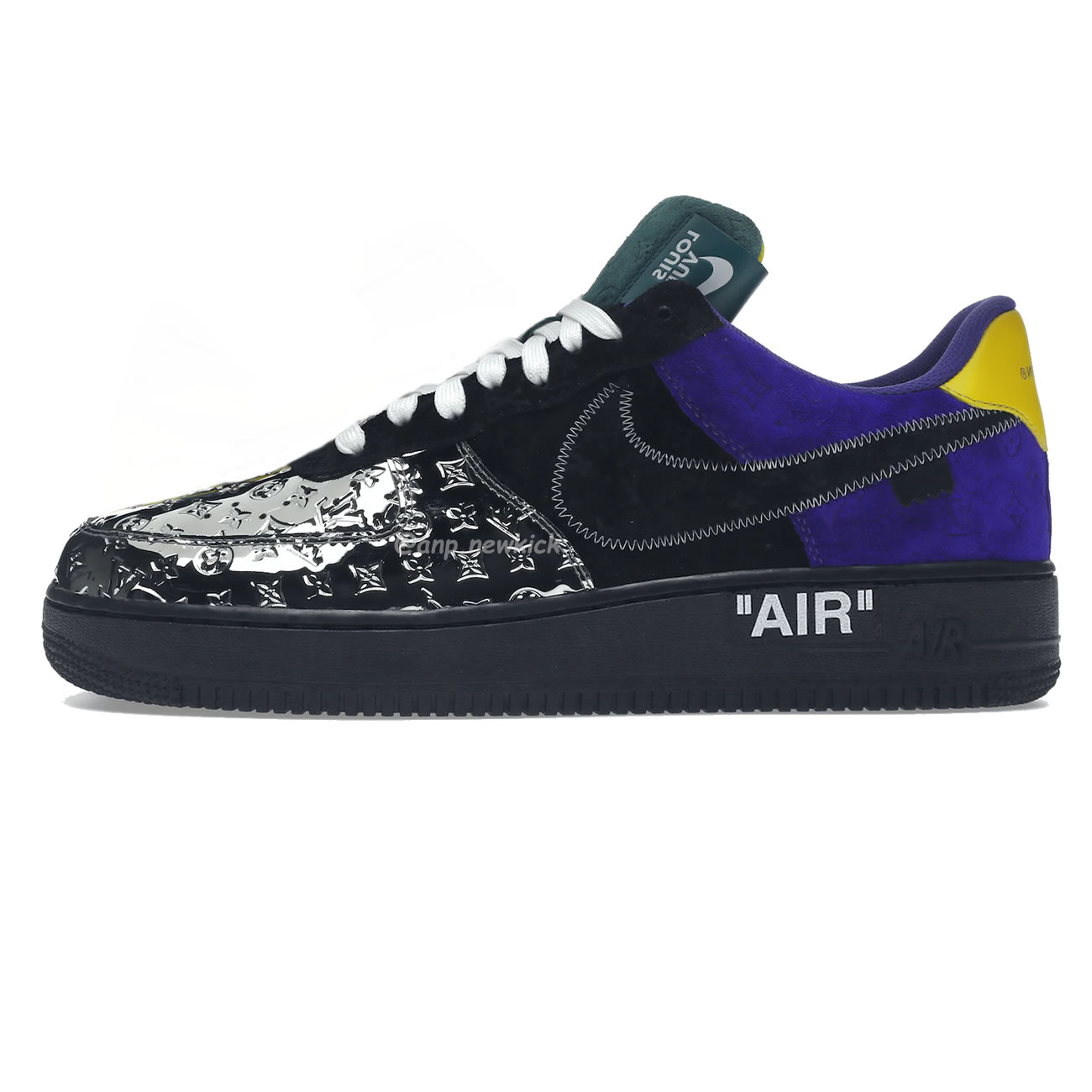 Louis Vuitton Nike Air Force 1 Low By Virgil Abloh Black Metallic Silver (1) - www.newkick.vip