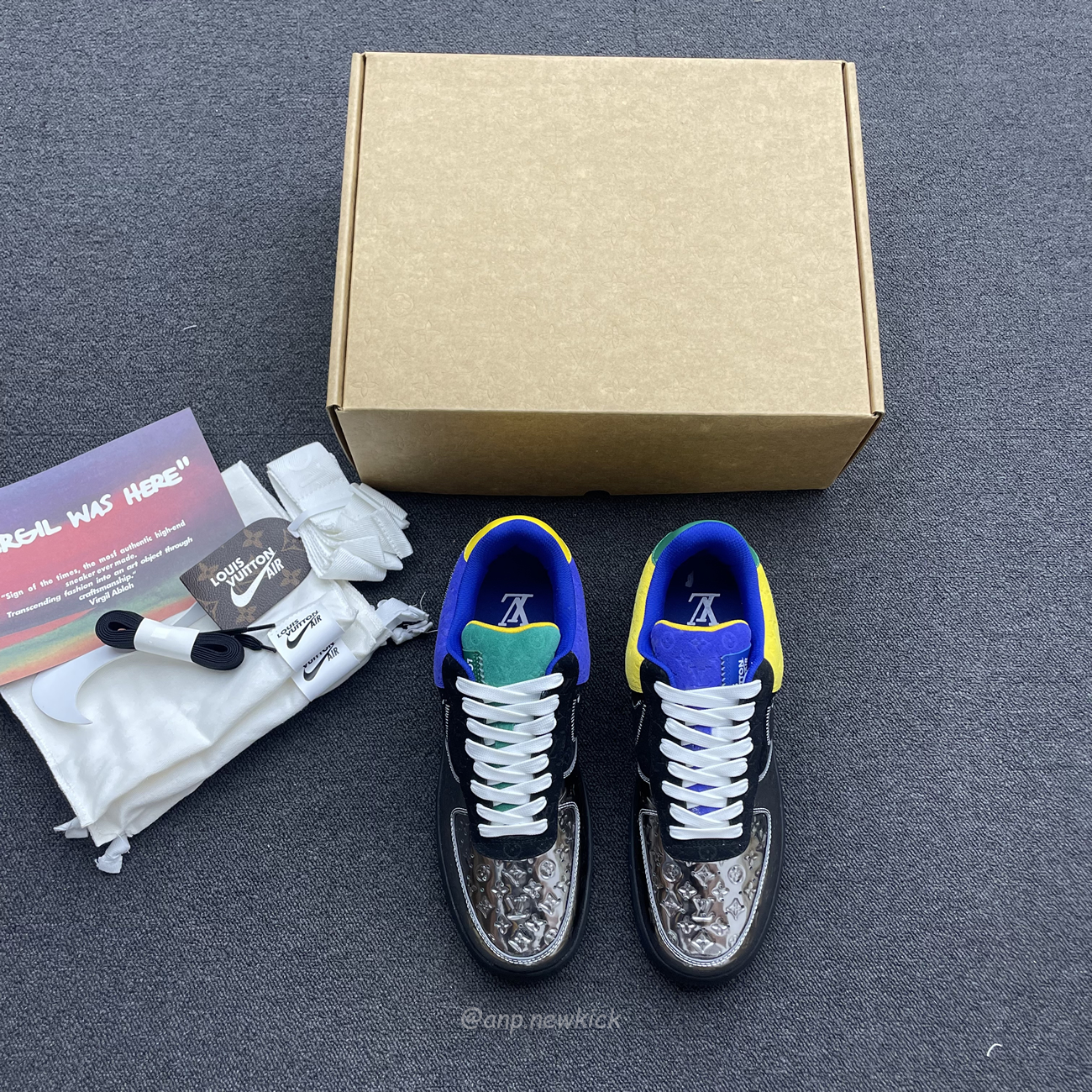 Louis Vuitton Nike Air Force 1 Low By Virgil Abloh Black Metallic Silver (4) - www.newkick.vip