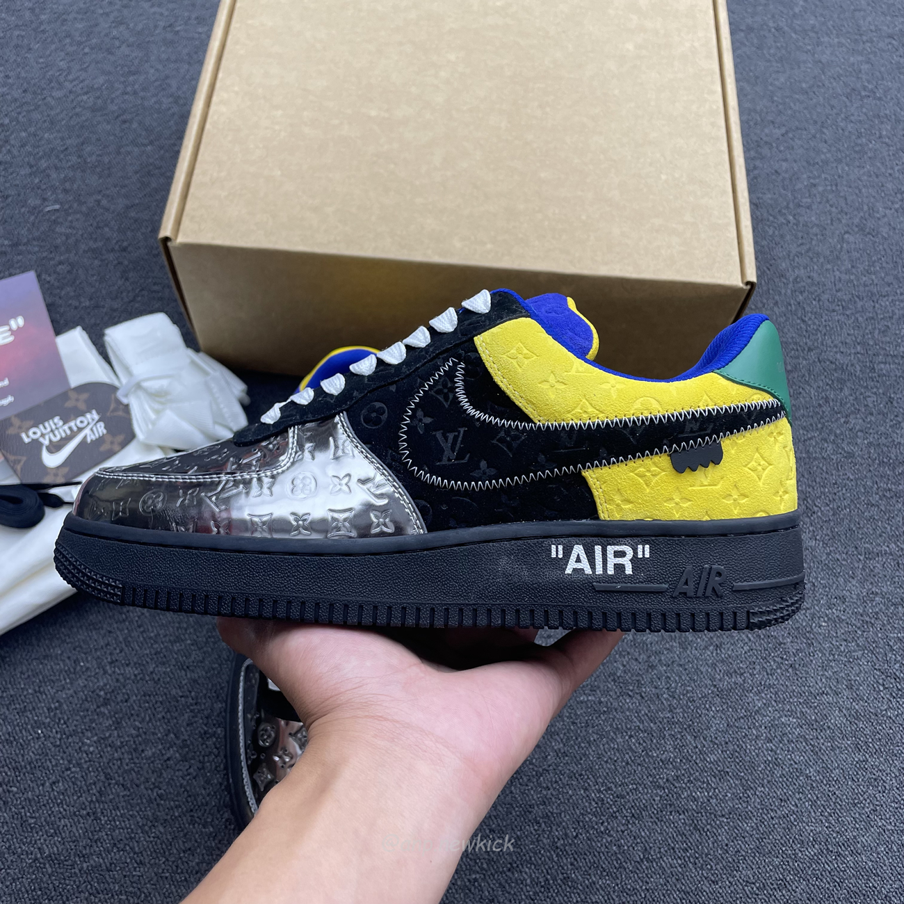 Louis Vuitton Nike Air Force 1 Low By Virgil Abloh Black Metallic Silver (6) - www.newkick.vip