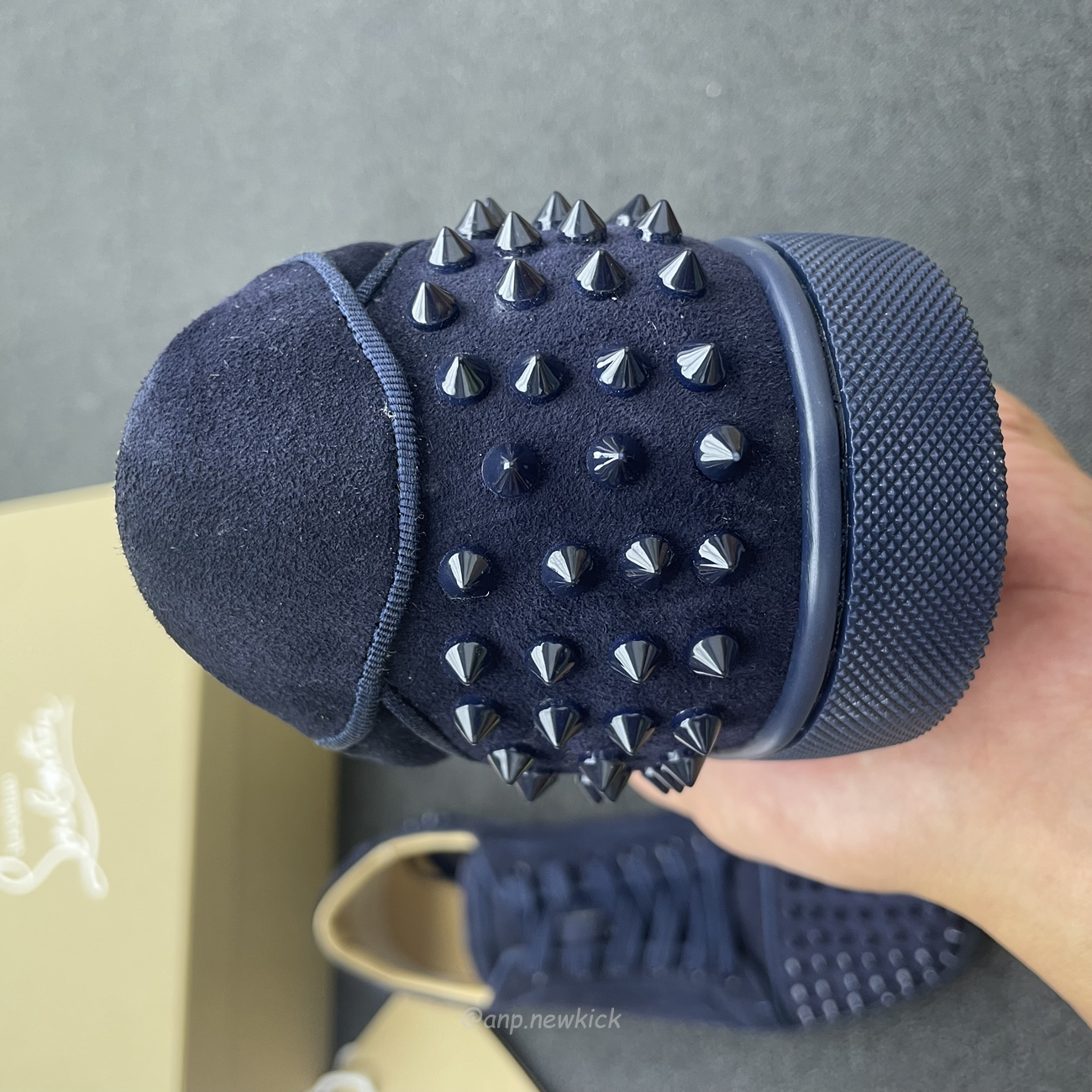 Christian Louboutin Rivet Shoe Blue Suede Calf (8) - www.newkick.vip