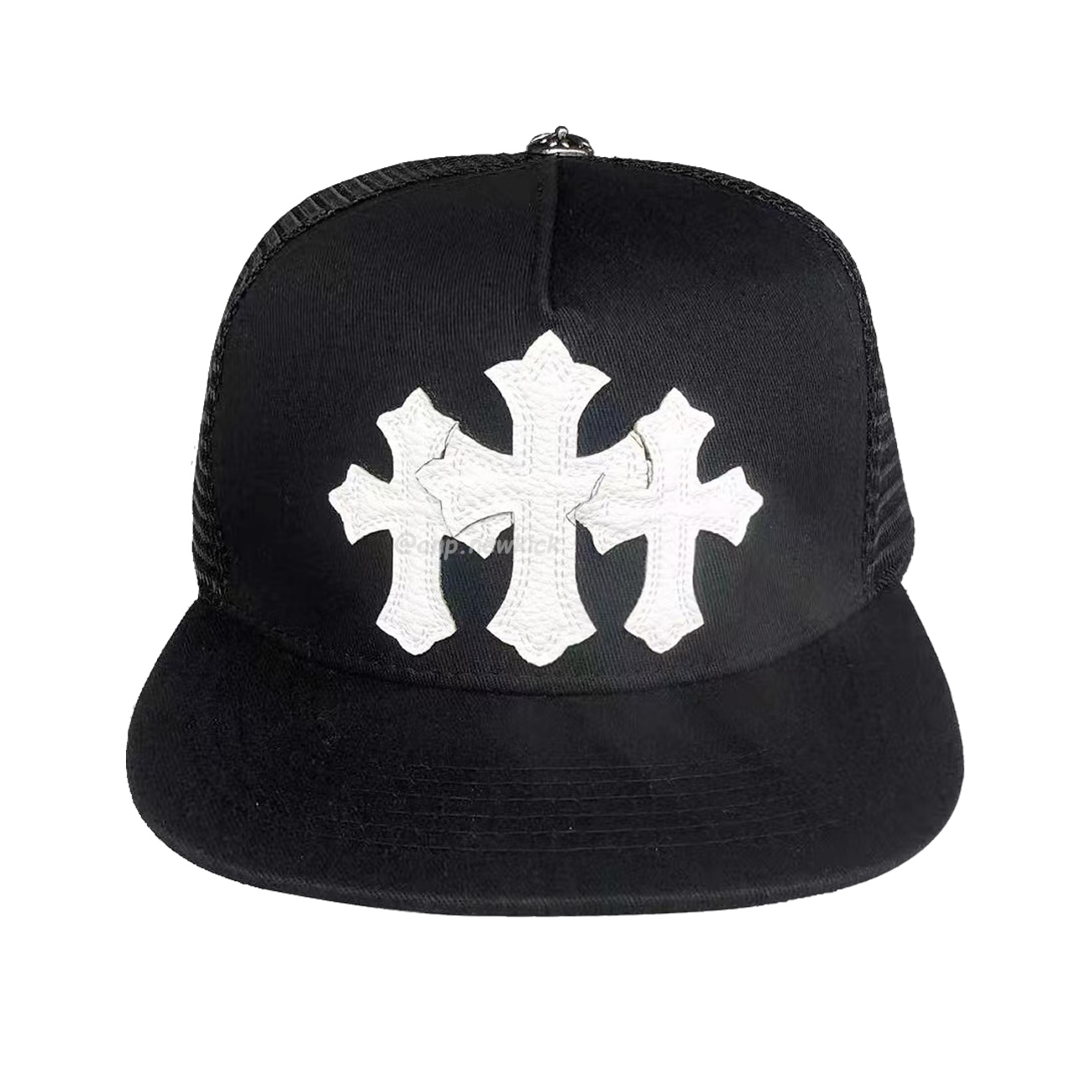 Chrome Hearts Tri Cross Black White Red Trucker Hat (10) - www.newkick.vip