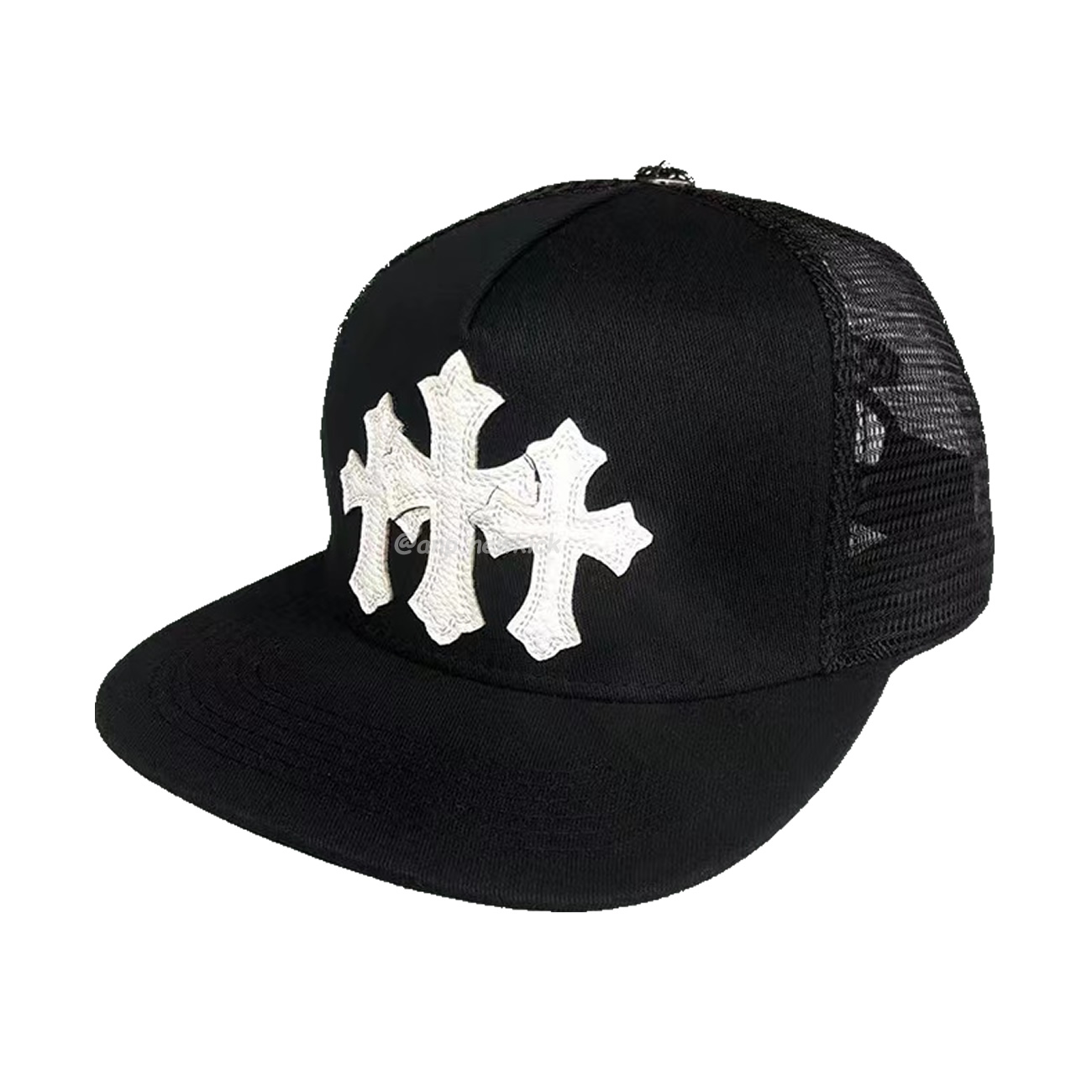 Chrome Hearts Tri Cross Black White Red Trucker Hat (2) - www.newkick.vip
