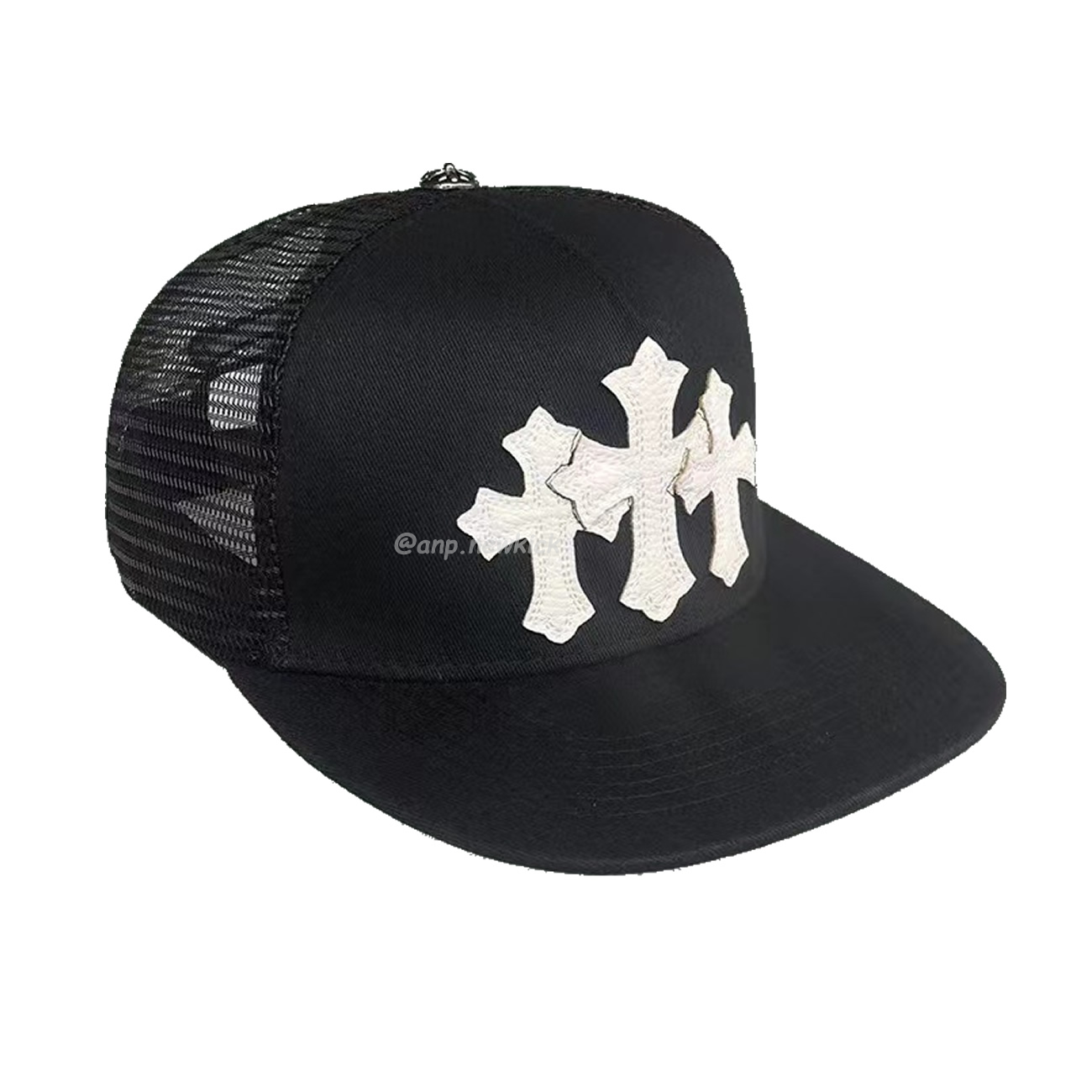 Chrome Hearts Tri Cross Black White Red Trucker Hat (7) - www.newkick.vip