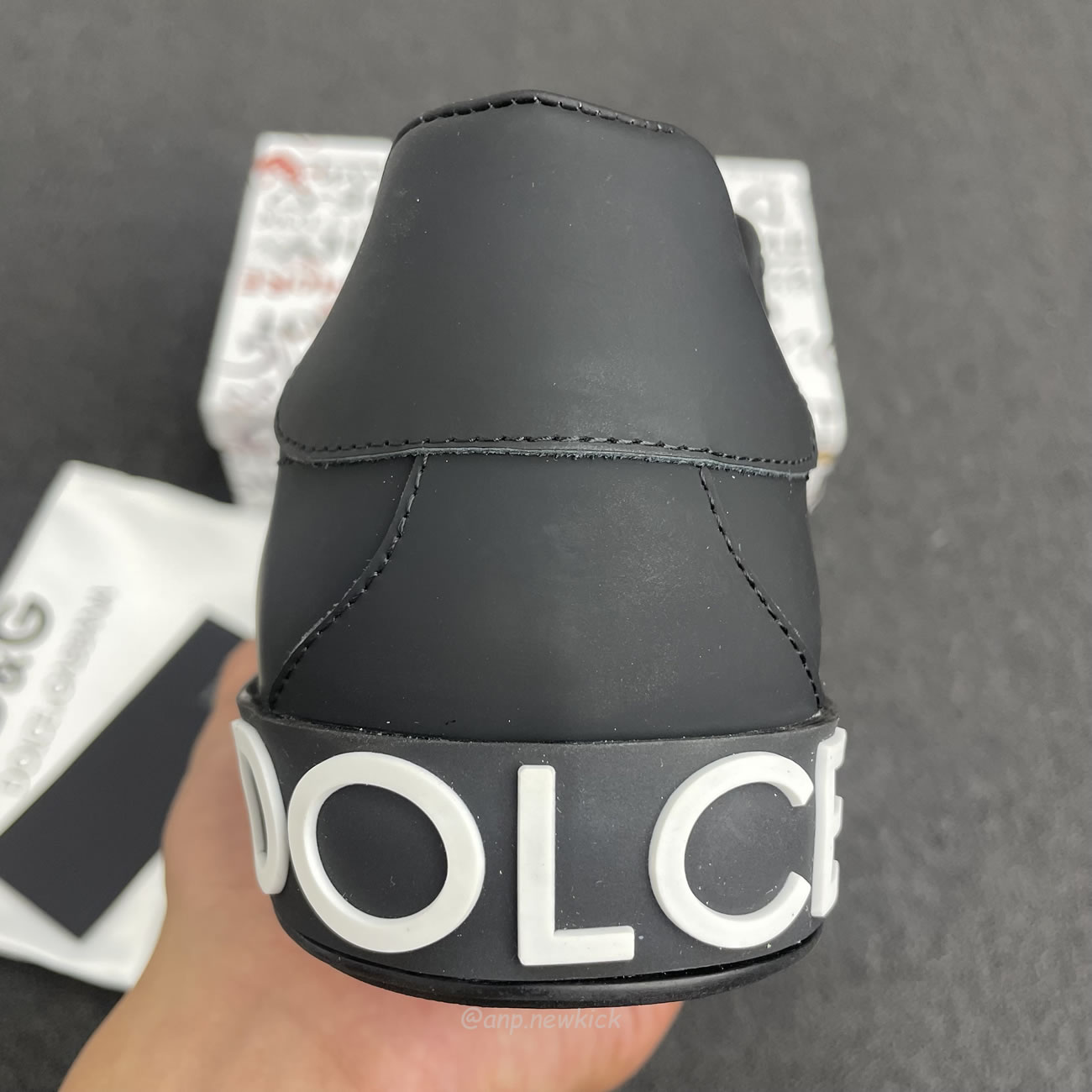 Dolce Gabbana Dg Logo Print Portofino Napa Calf Leather Sneakers (23) - www.newkick.vip