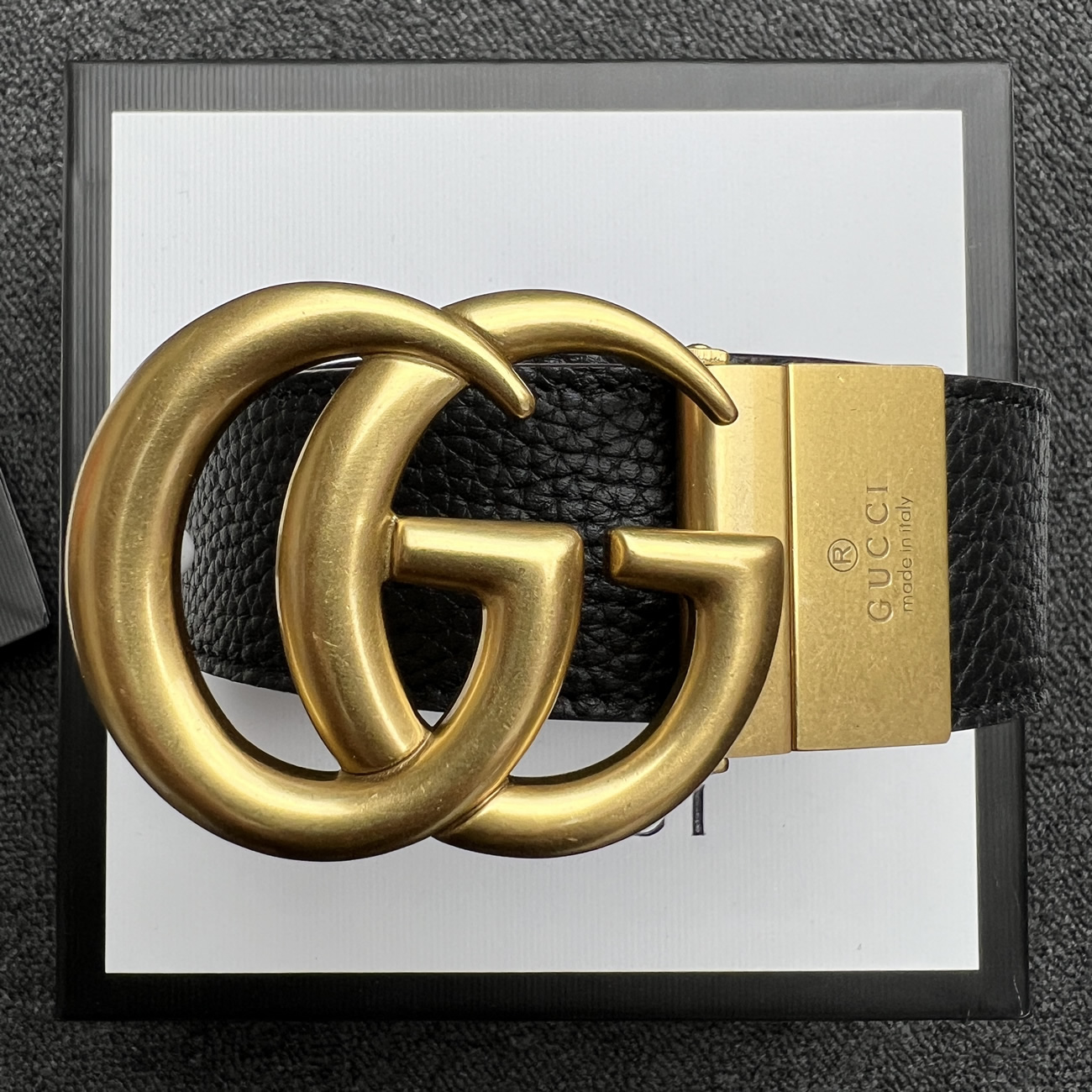 Gucci Double G Logo Full Grain Reversible Belt Leather Black Brown (7) - www.newkick.vip