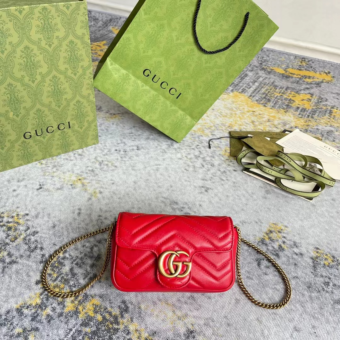 Gucci Gg Marmont Matelasse Super Mini Bag Red (10) - www.newkick.vip