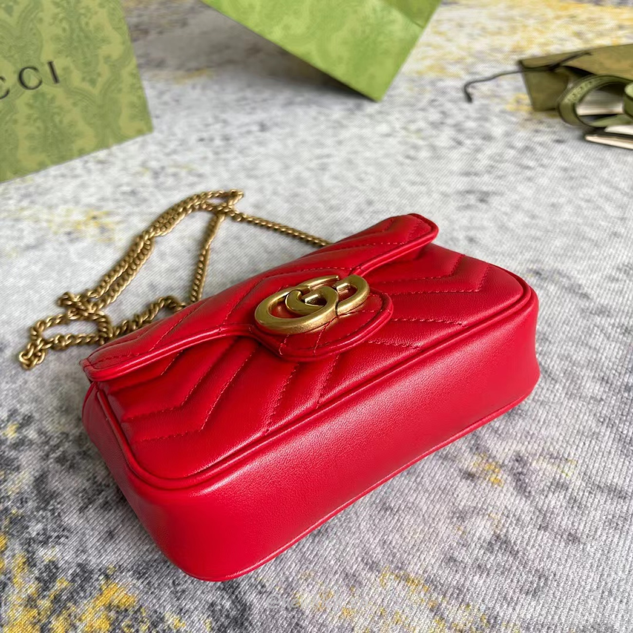 Gucci Gg Marmont Matelasse Super Mini Bag Red (12) - www.newkick.vip
