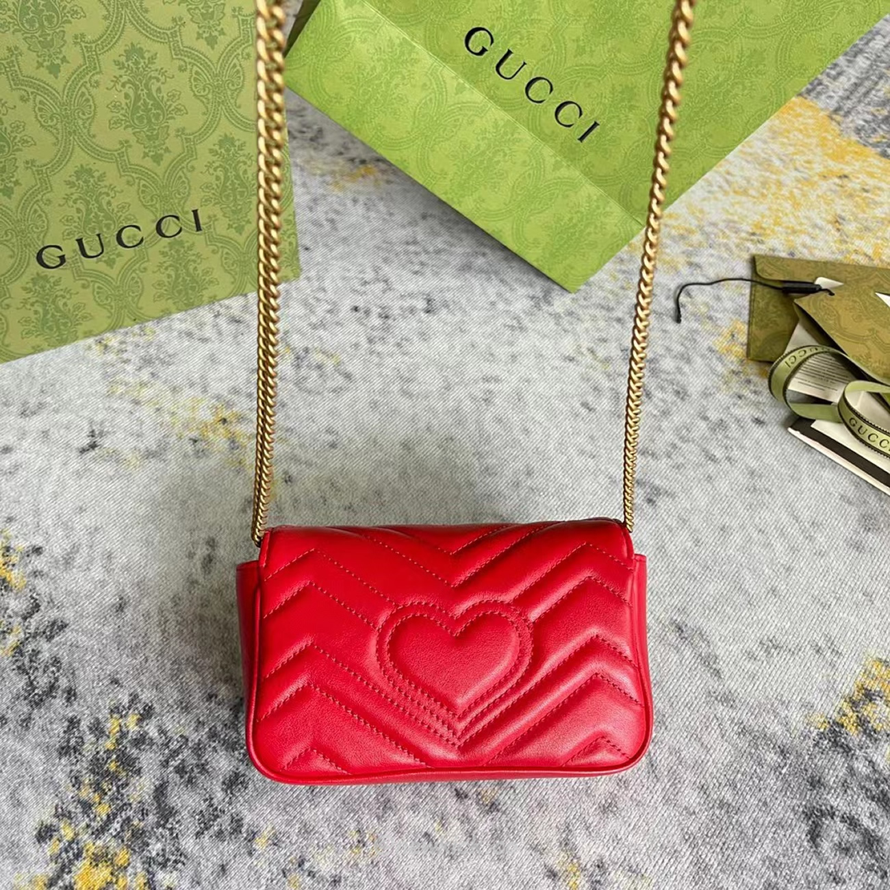 Gucci Gg Marmont Matelasse Super Mini Bag Red (3) - www.newkick.vip