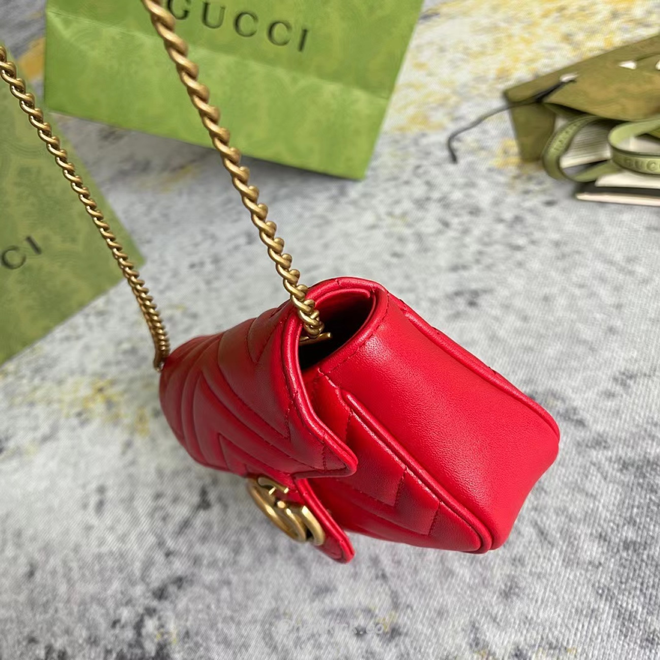 Gucci Gg Marmont Matelasse Super Mini Bag Red (5) - www.newkick.vip