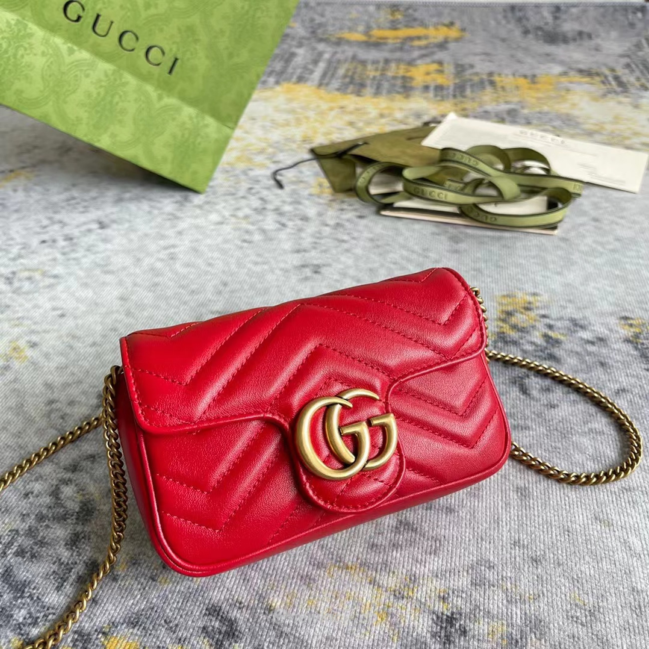 Gucci Gg Marmont Matelasse Super Mini Bag Red (8) - www.newkick.vip