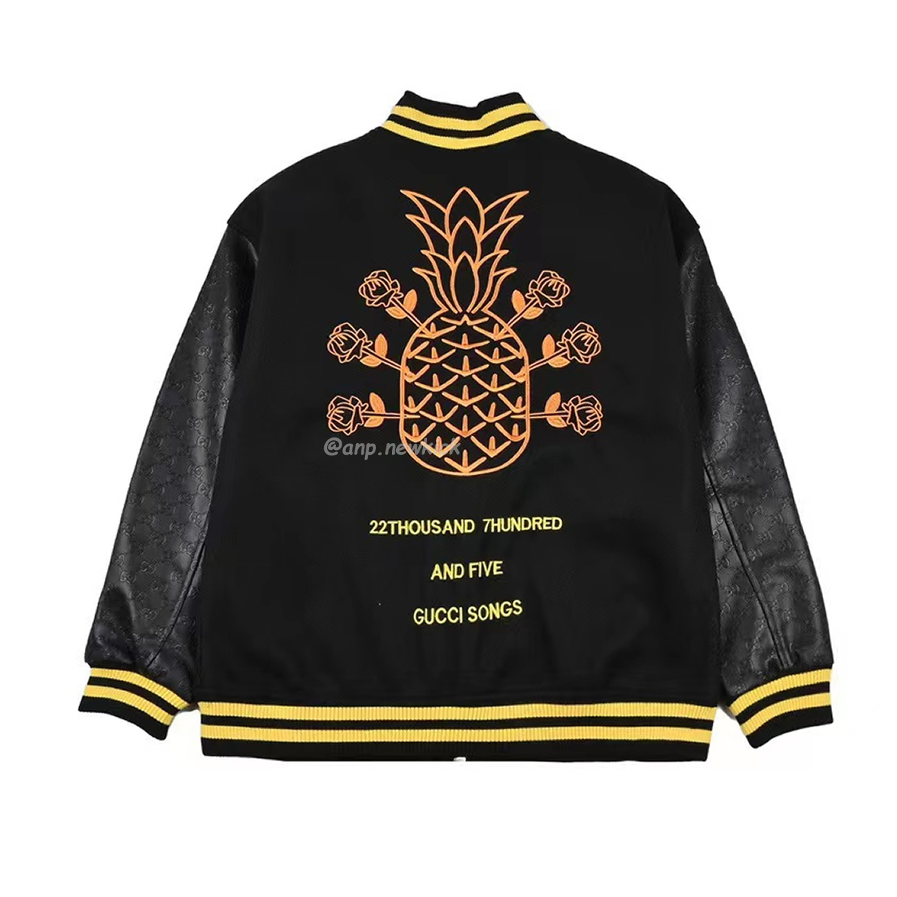 Gucci Wool Sweater Black Jacket Double G Pineapple Embroidered Patchwork Design (2) - www.newkick.vip Gucci Wool Sweater Black Jacket Double G Pineapple Embroidered Patchwork Design (2) - www.newkick.vip