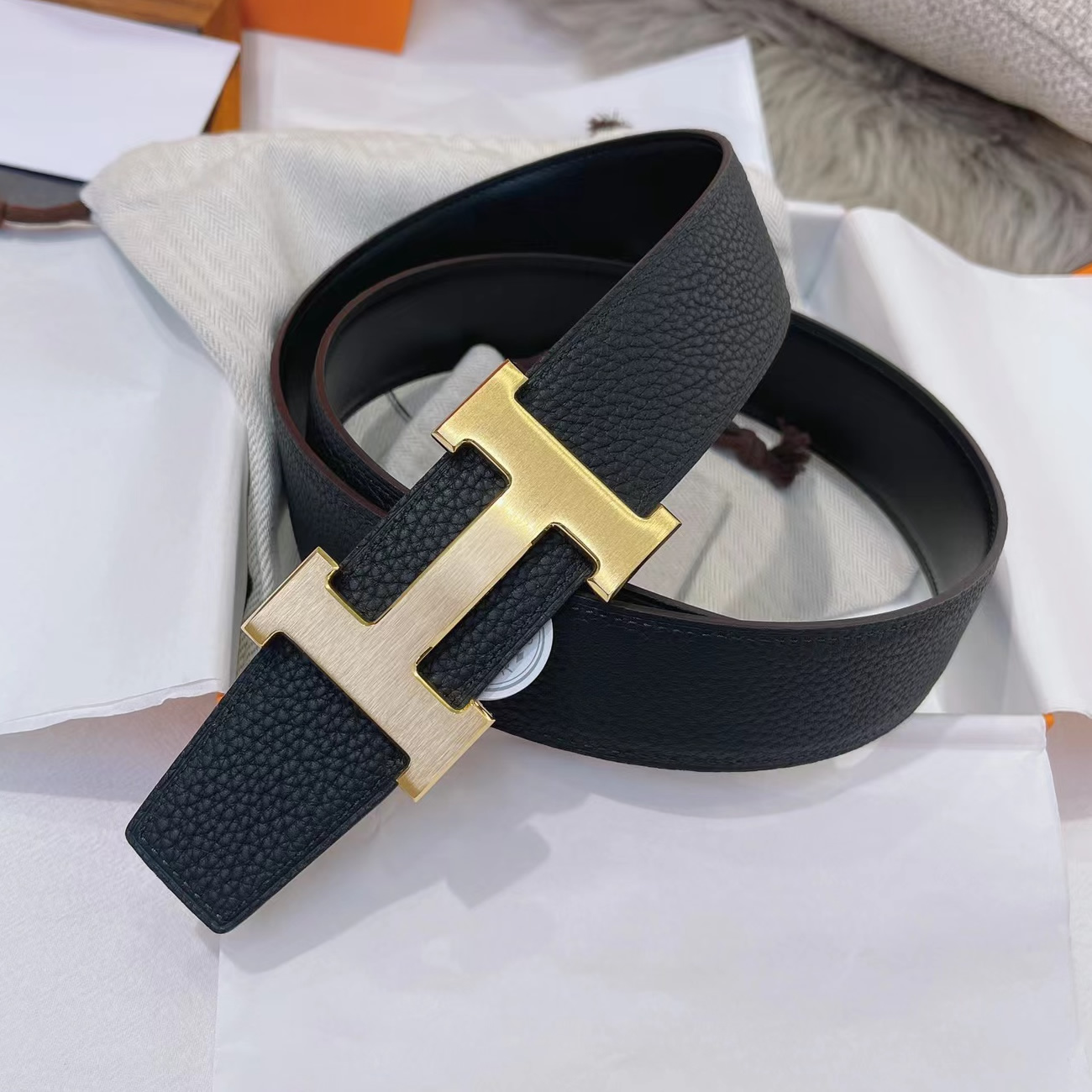 Hermes Full Grain Reversible Belt Leather Black (11) - www.newkick.vip