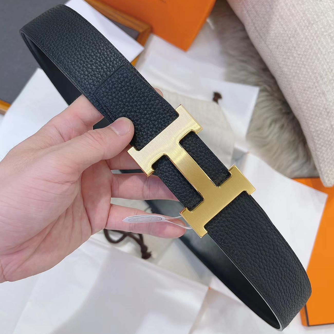 Hermes Full Grain Reversible Belt Leather Black (3) - www.newkick.vip