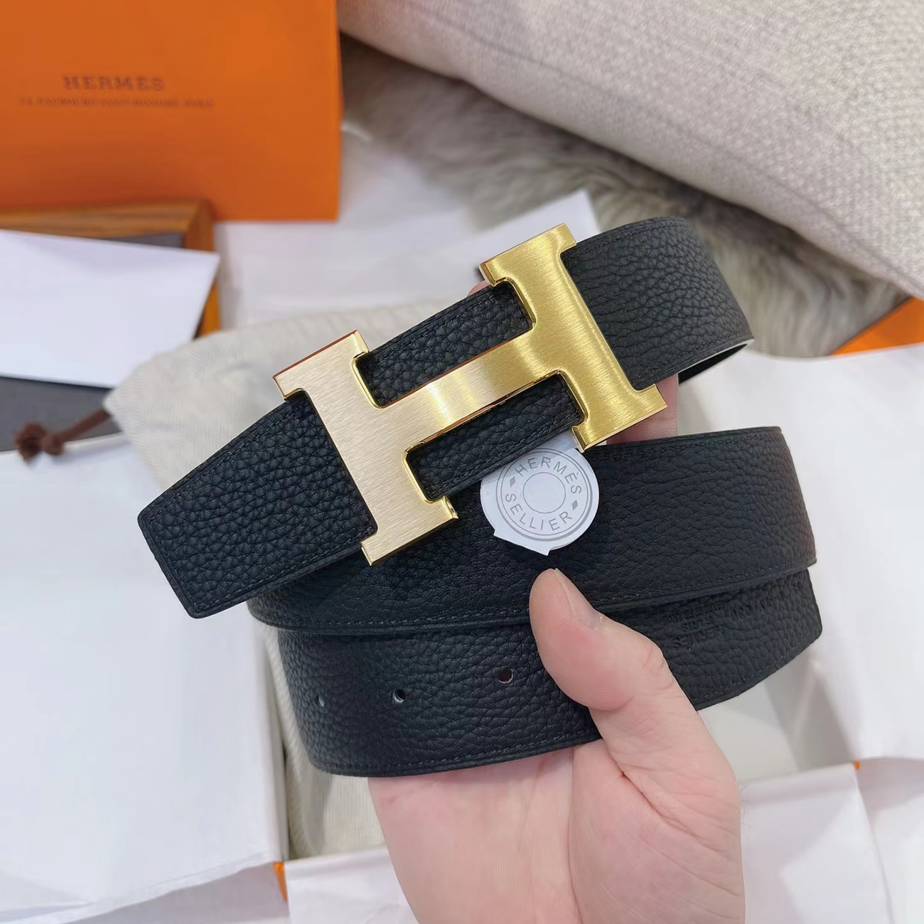 Hermes Full Grain Reversible Belt Leather Black (13) - www.newkick.vip