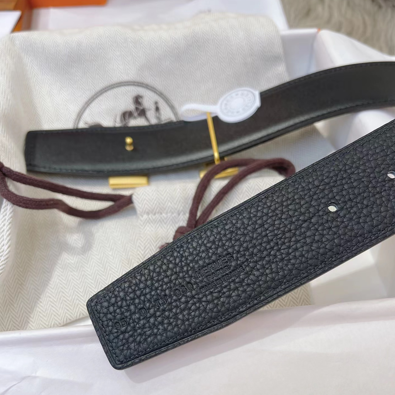 Hermes Full Grain Reversible Belt Leather Black (6) - www.newkick.vip