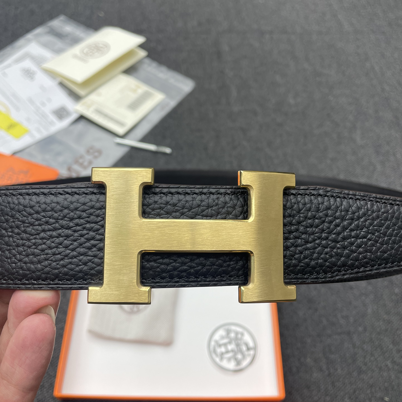 Hermes Full Grain Reversible Belt Leather Black (8) - www.newkick.vip