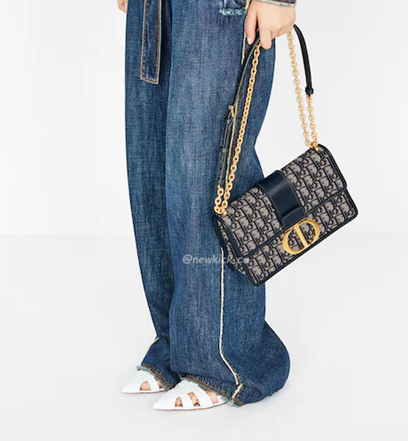 Dior 30 Montaigne Chain Bag Blue Dior Oblique Jacquard M9208utzq M928 (16) - www.newkick.vip