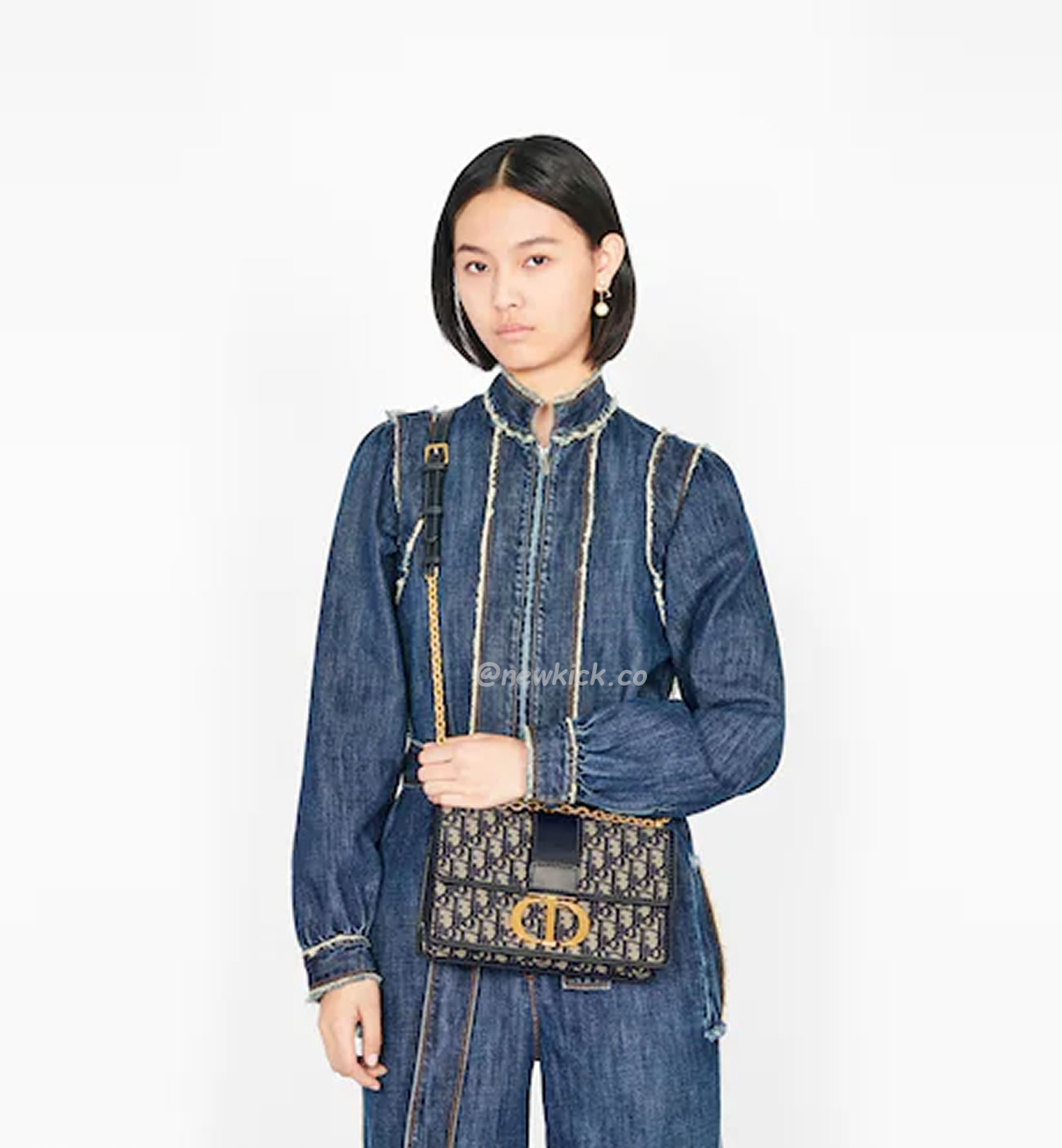 Dior 30 Montaigne Chain Bag Blue Dior Oblique Jacquard M9208utzq M928 (14) - www.newkick.vip