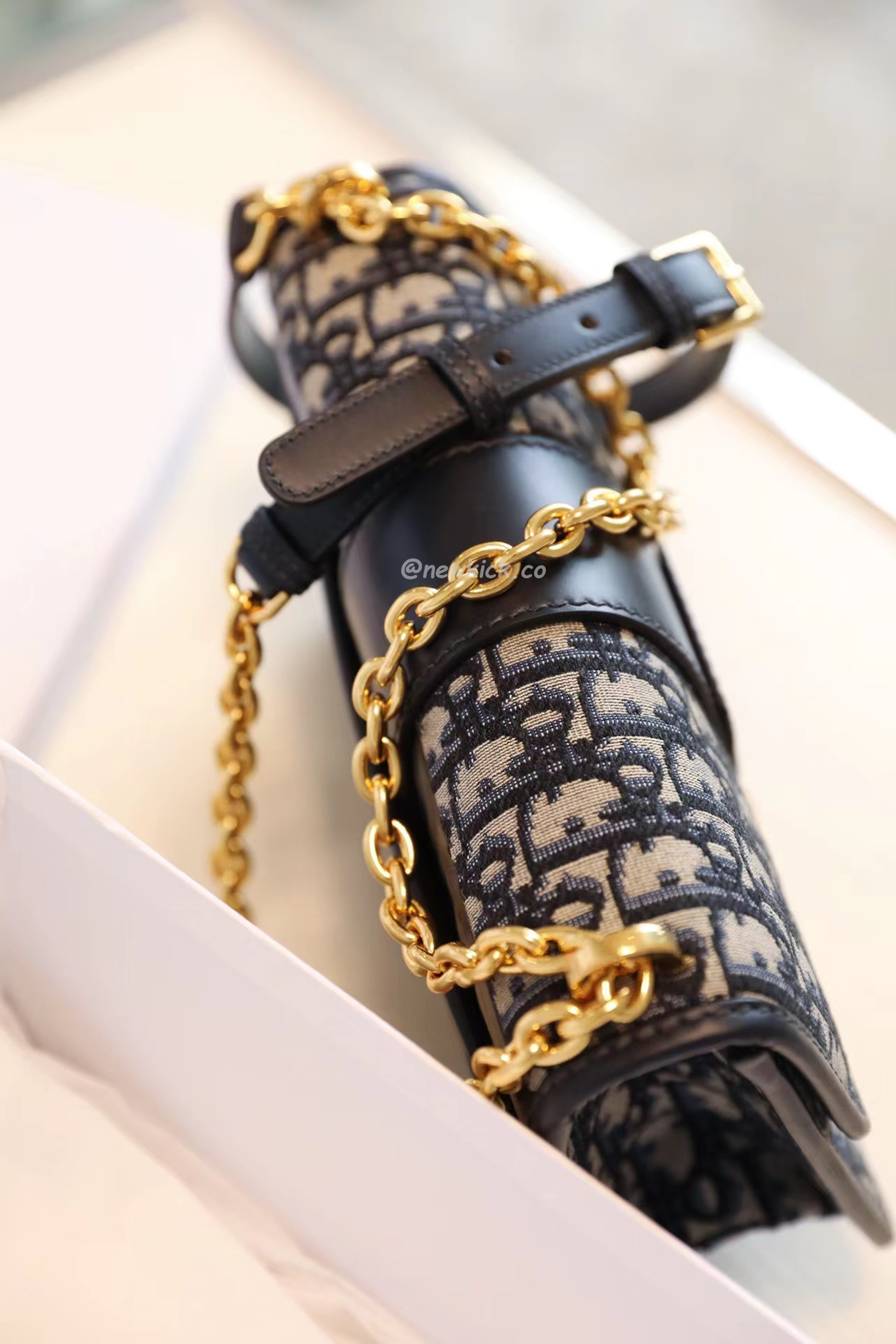 Dior 30 Montaigne Chain Bag Blue Dior Oblique Jacquard M9208utzq M928 (18) - www.newkick.vip