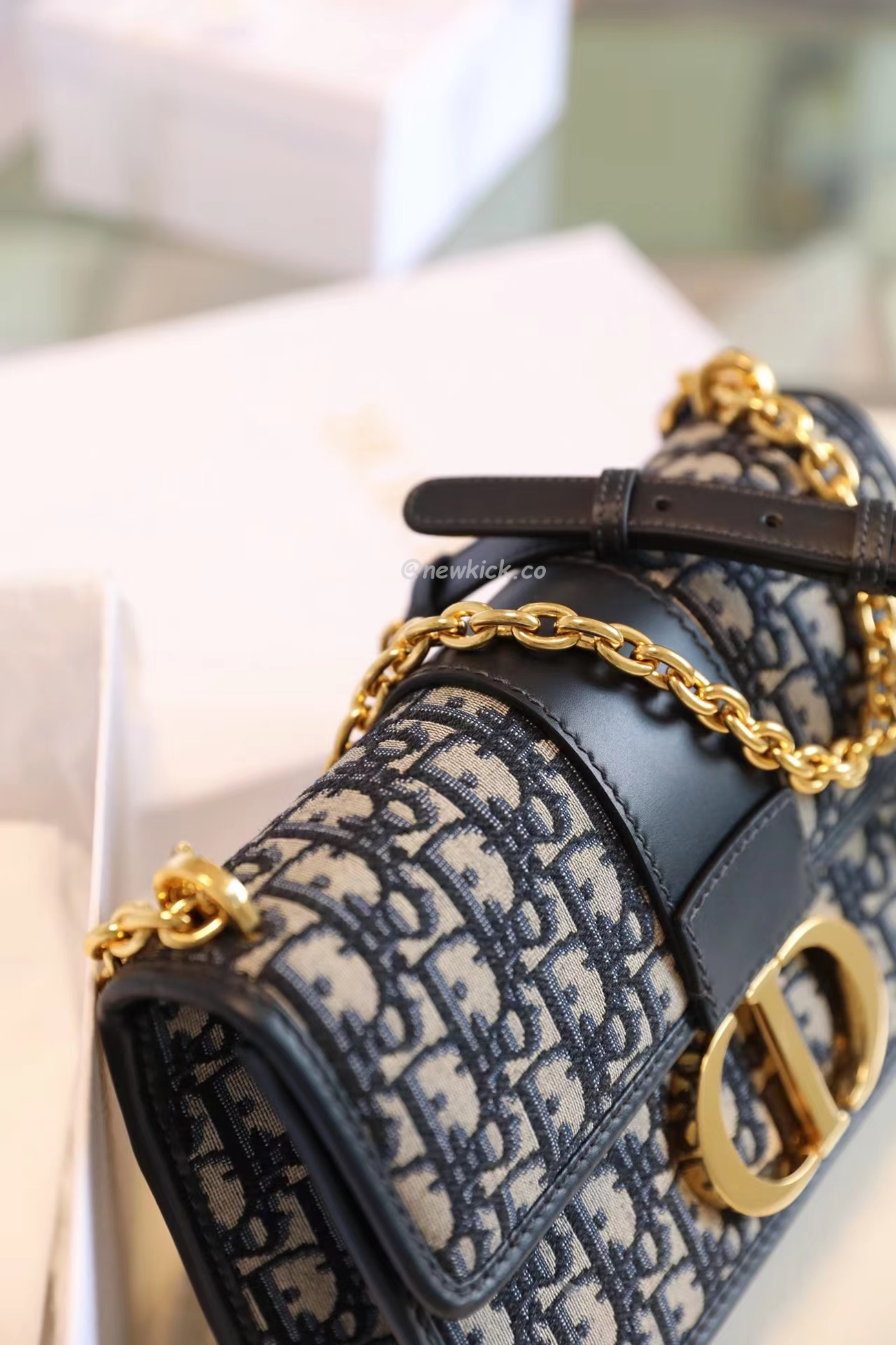 Dior 30 Montaigne Chain Bag Blue Dior Oblique Jacquard M9208utzq M928 (20) - www.newkick.vip