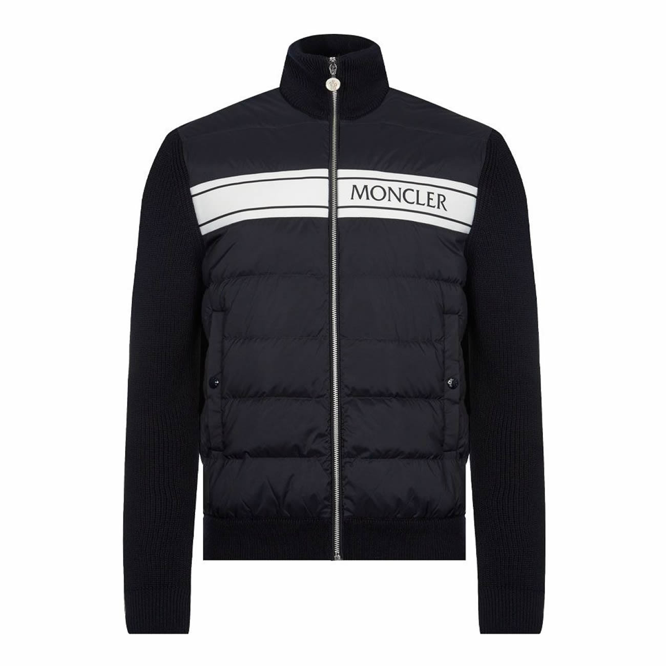 Moncler Neck Padded Shell And Virgin Wool Navy Jacket (1) - www.newkick.vip
