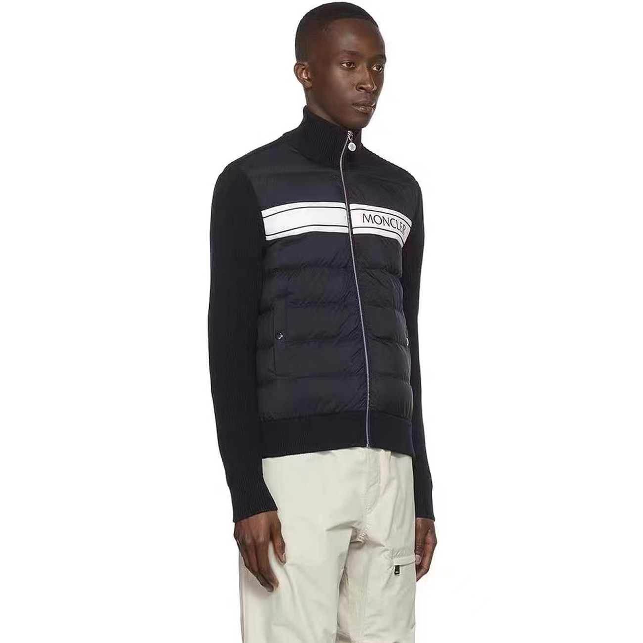 Moncler Neck Padded Shell And Virgin Wool Navy Jacket (4) - www.newkick.vip