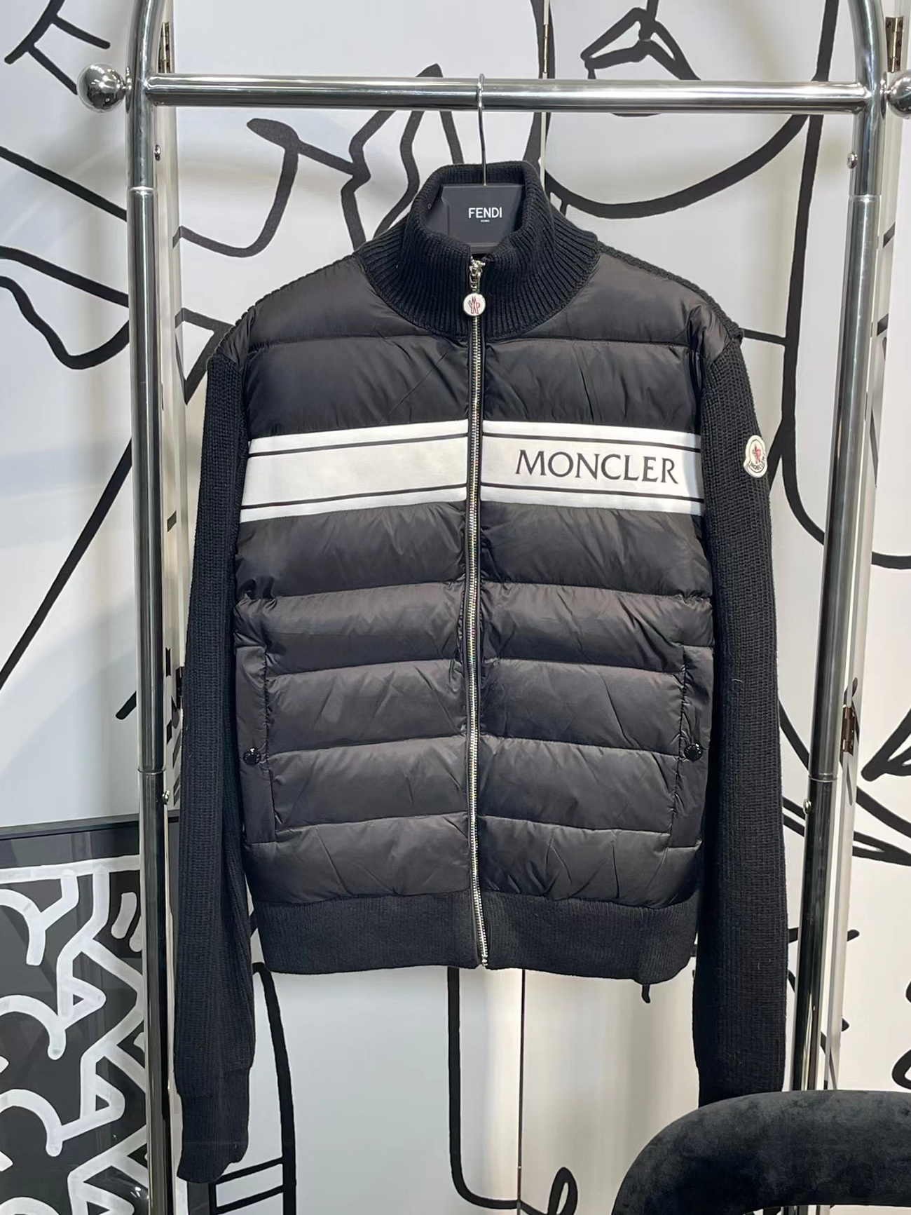 Moncler Neck Padded Shell And Virgin Wool Navy Jacket (5) - www.newkick.vip