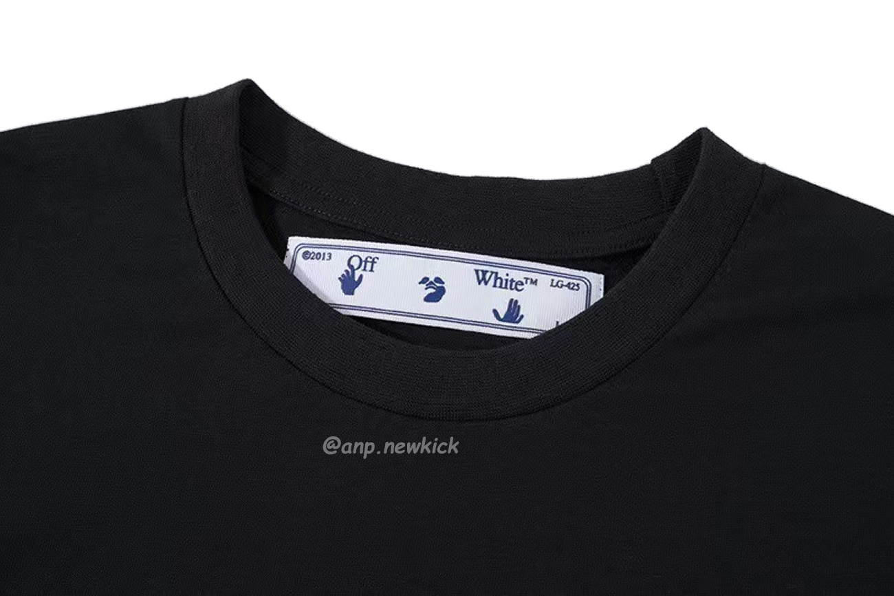 Off White White Black Blue Arrow Print Slim T Shirt (8) - www.newkick.vip