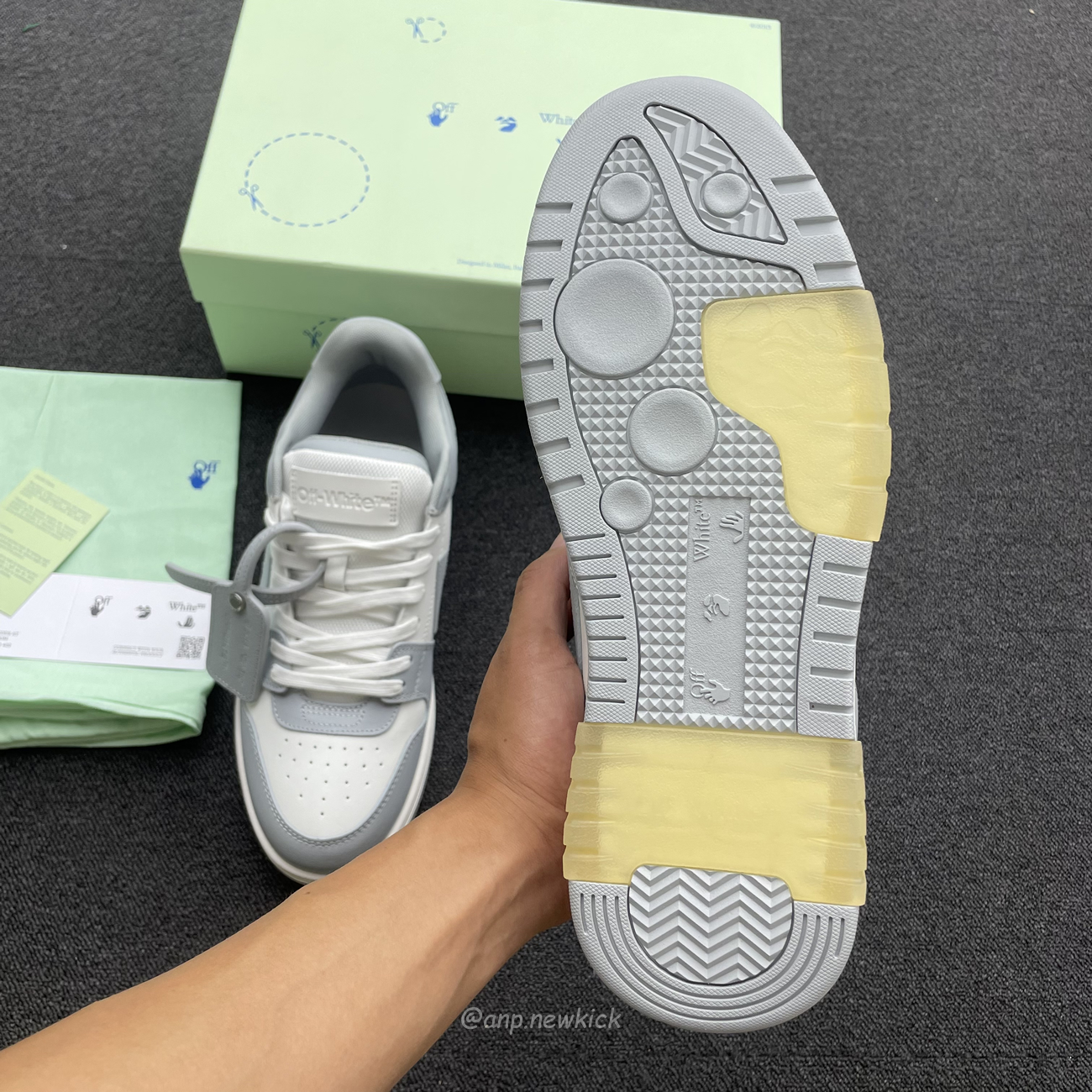 Off White Out Of Office Calf Leather White Grey Omia189c99 Lea007 0109 (8) - www.newkick.vip