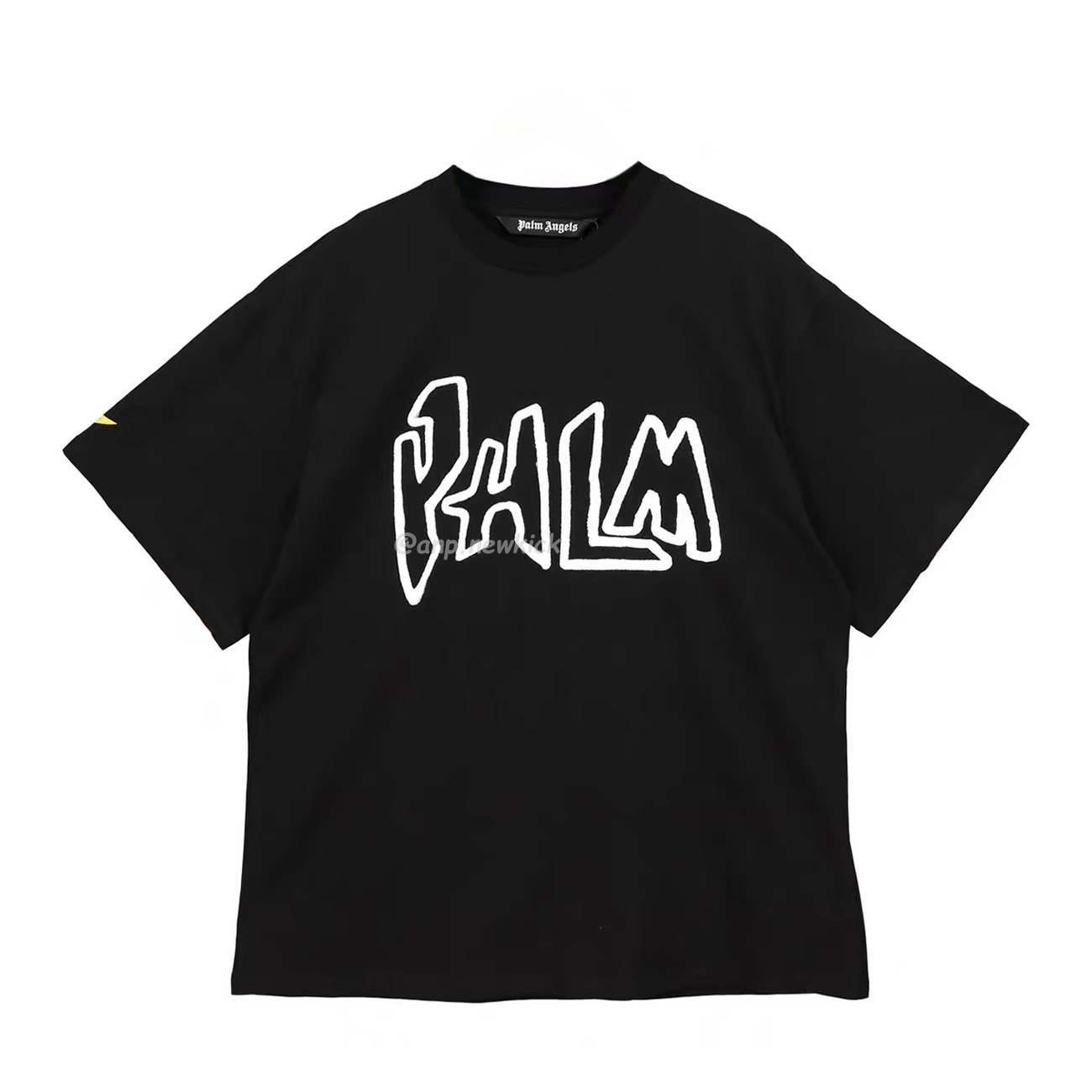 Palm Angels Graffiti Flame T Shirt Shorts Black White (14) - www.newkick.vip