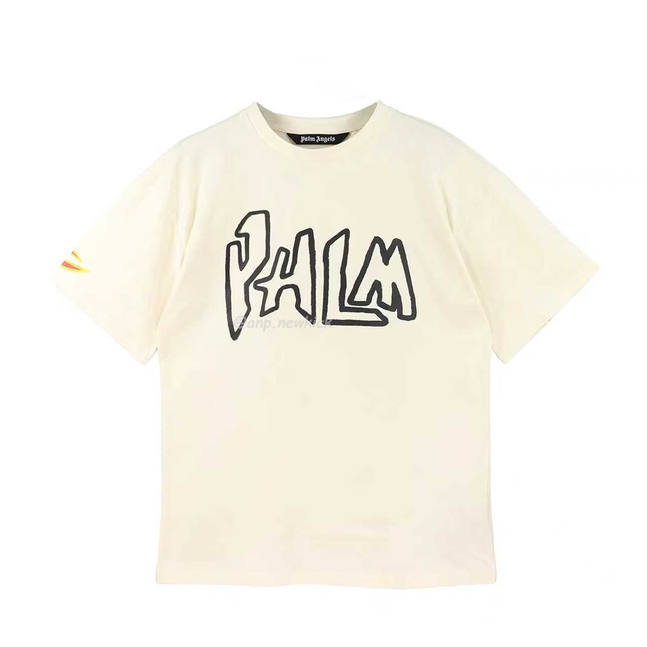 Palm Angels Graffiti Flame T Shirt Shorts Black White (7) - www.newkick.vip