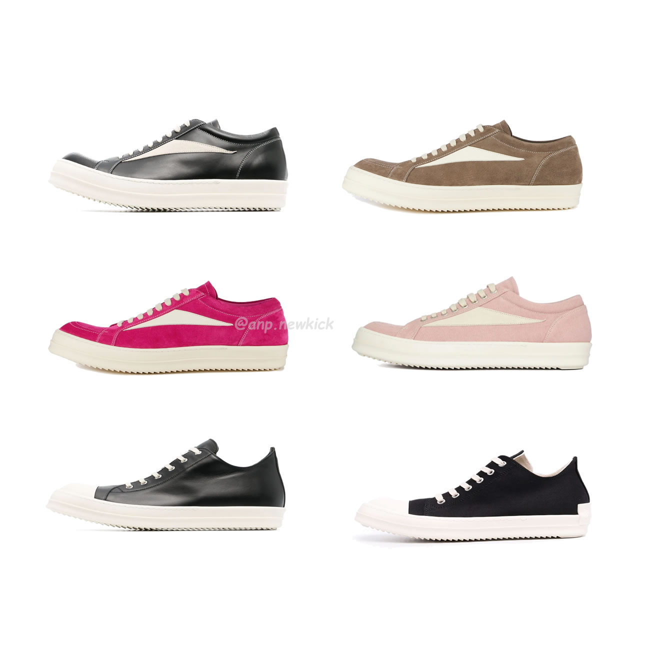 Rick Owens Leather Low Top Vintage Sneakers Suede Canvas Black Taupe Grey Faded Pnk Pearl Milk Dark Dust (1) - www.newkick.vip
