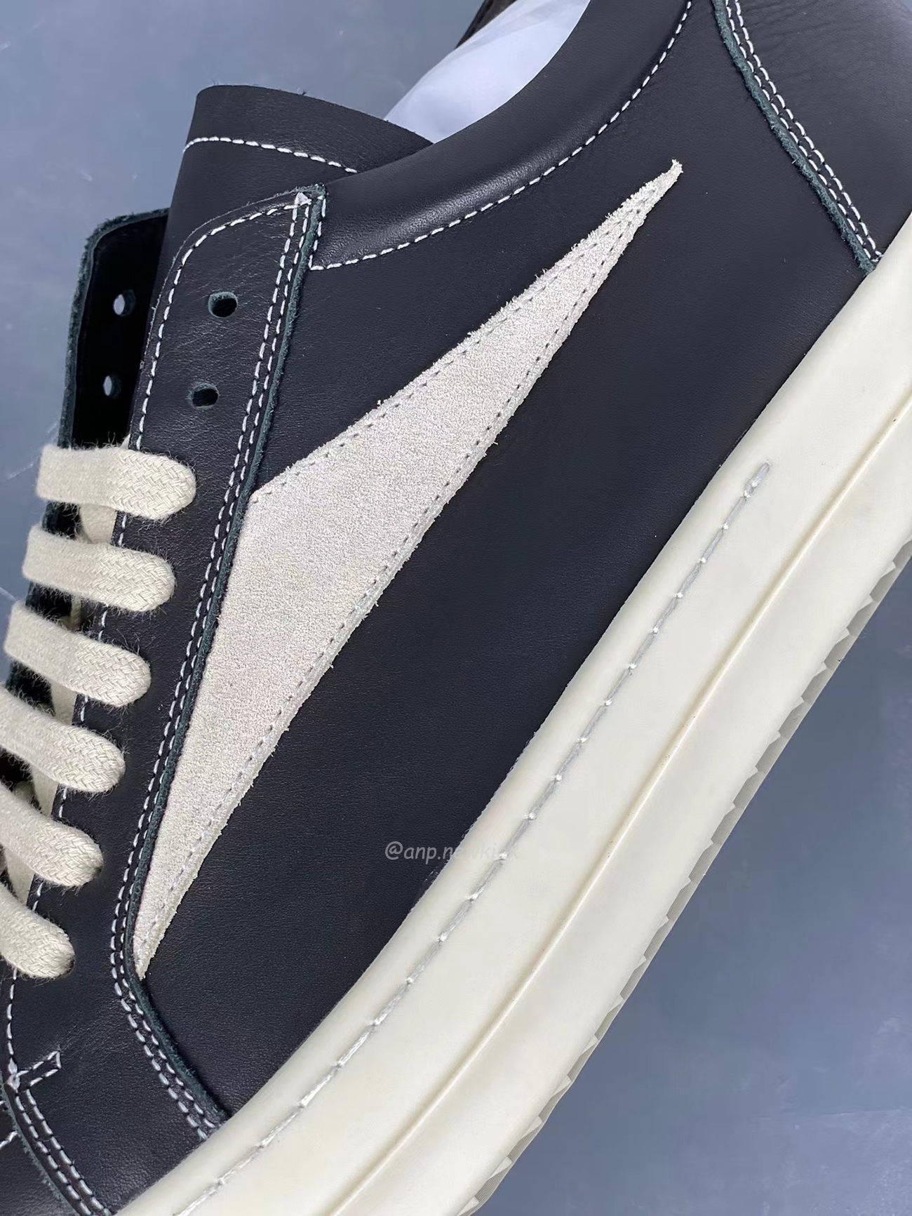 Rick Owens Leather Low Top Vintage Sneakers Suede Canvas Black Taupe Grey Faded Pnk Pearl Milk Dark Dust (25) - www.newkick.vip