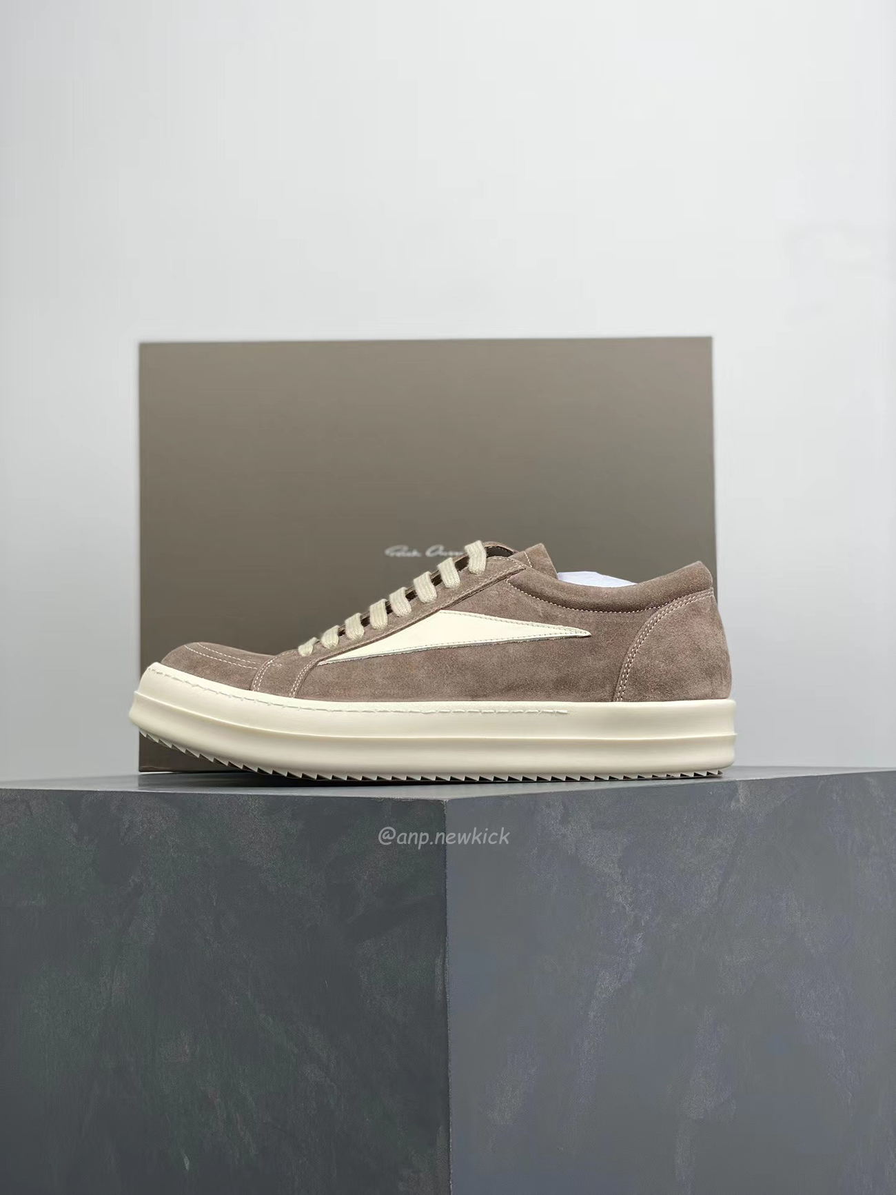 Rick Owens Leather Low Top Vintage Sneakers Suede Canvas Black Taupe Grey Faded Pnk Pearl Milk Dark Dust (7) - www.newkick.vip
