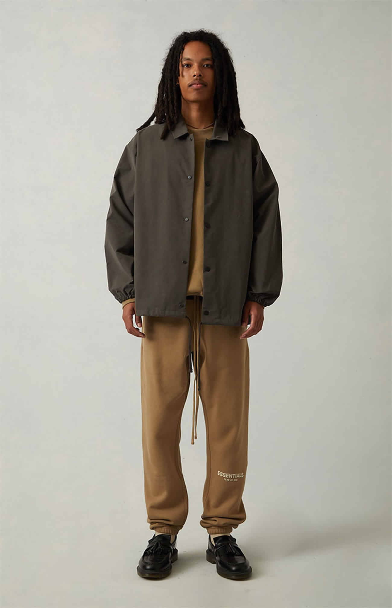 Fear Of God Essentials 1977 Coaches Jacket Iron Oak (19) - www.newkick.vip