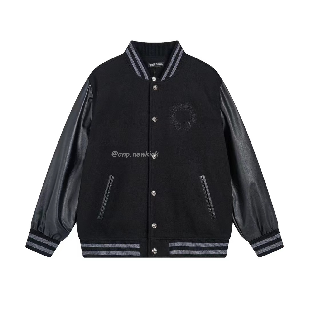 Chrome Hearts Patchwork Baseball Cross Jacket Black White (1) - www.newkick.vip Chrome Hearts Patchwork Baseball Cross Jacket Black White (1) - www.newkick.vip