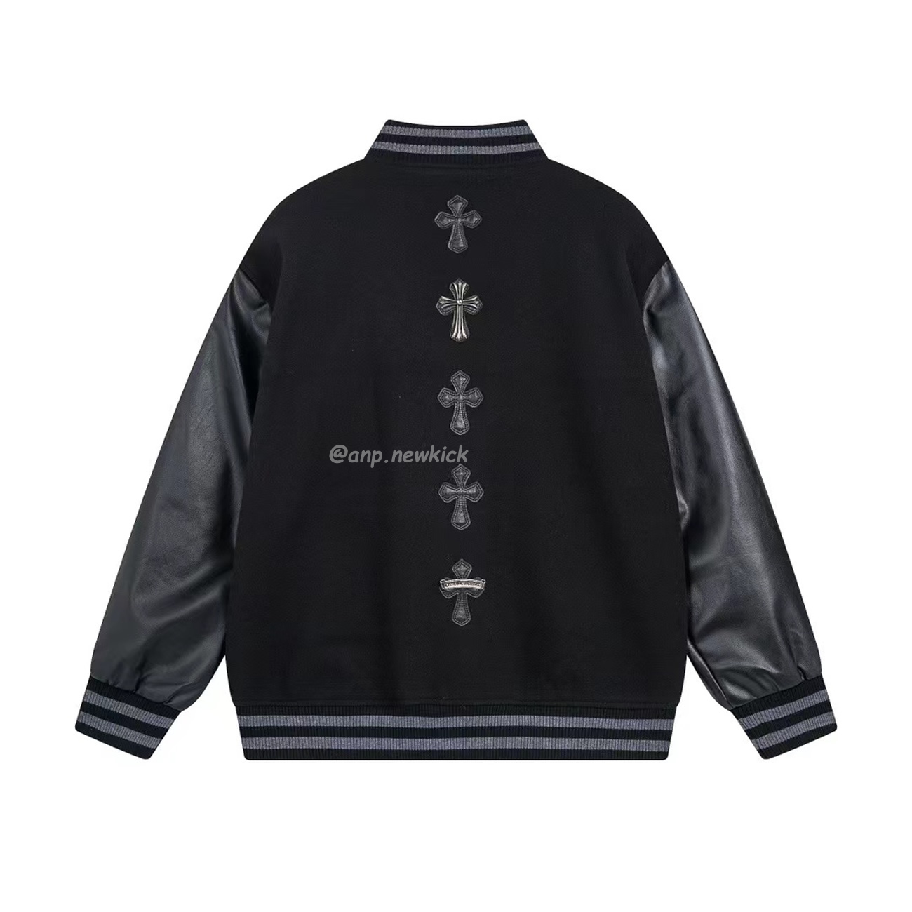 Chrome Hearts Patchwork Baseball Cross Jacket Black White (4) - www.newkick.vip Chrome Hearts Patchwork Baseball Cross Jacket Black White (4) - www.newkick.vip