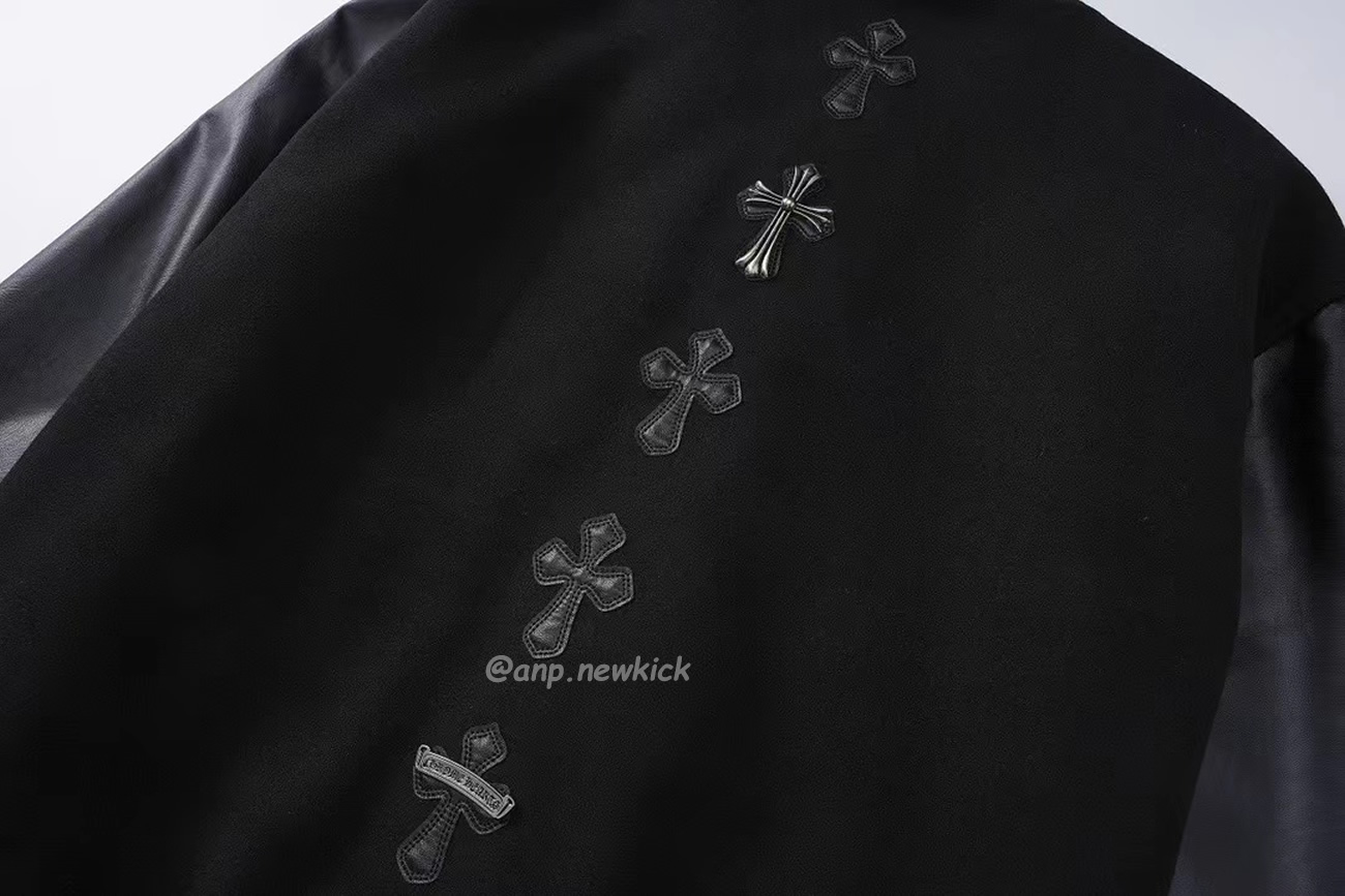 Chrome Hearts Patchwork Baseball Cross Jacket Black White (5) - www.newkick.vip
