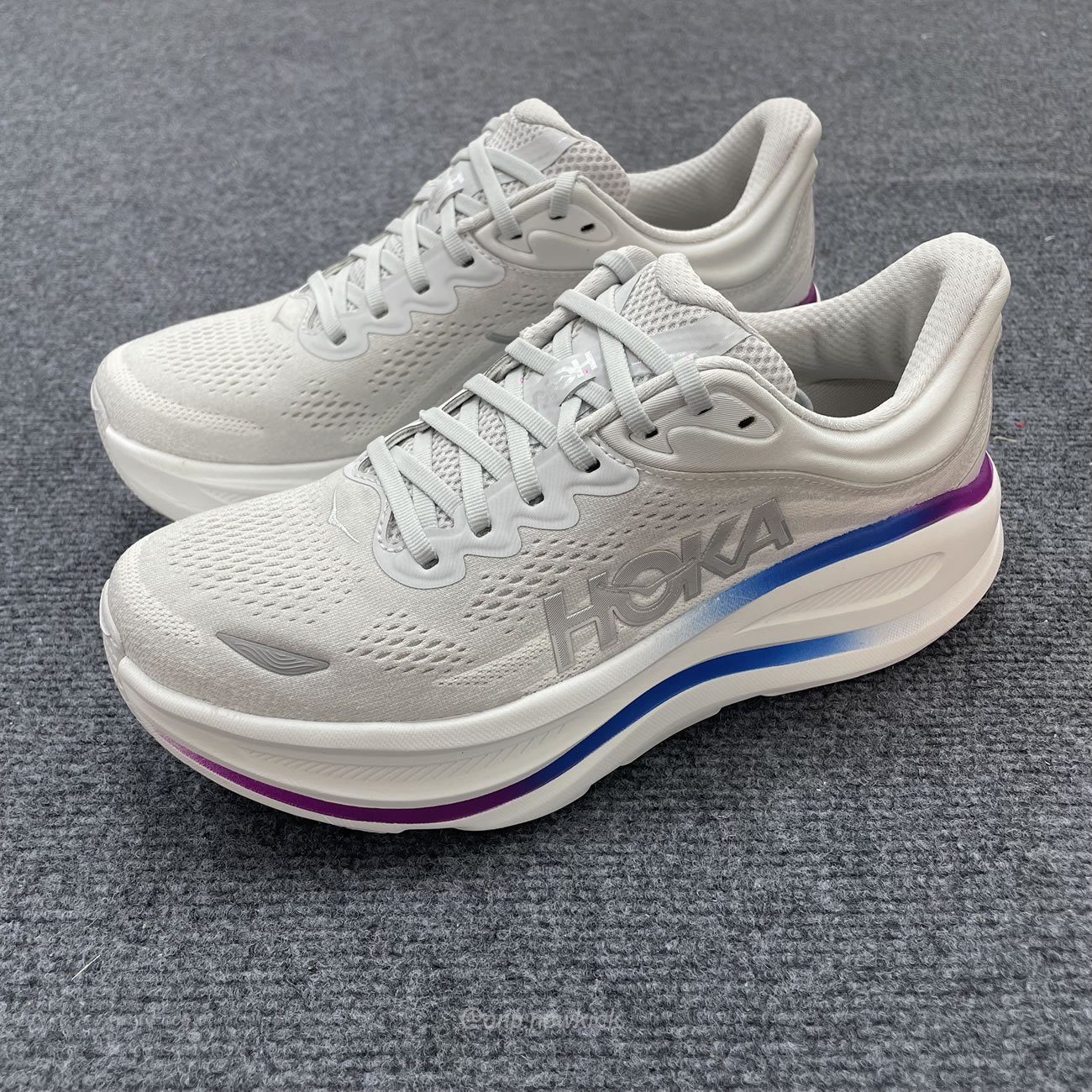 Hoka One One Bondi 9 Cosmic Grey White Mesh Womens 1162012 Cywh (3) - www.newkick.vip