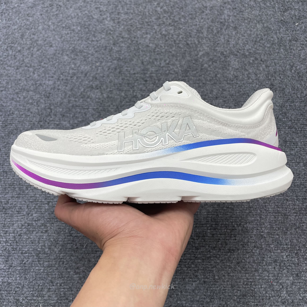 Hoka One One Bondi 9 Cosmic Grey White Mesh Womens 1162012 Cywh (4) - www.newkick.vip