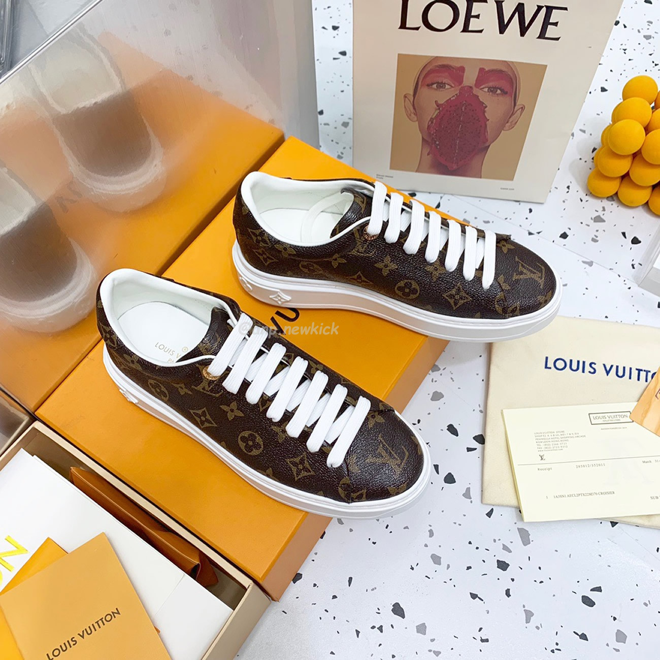 Louis Vuitton Time Out Monogram Leather Cacao Brown White Womens 1a8fjr (2) - www.newkick.vip