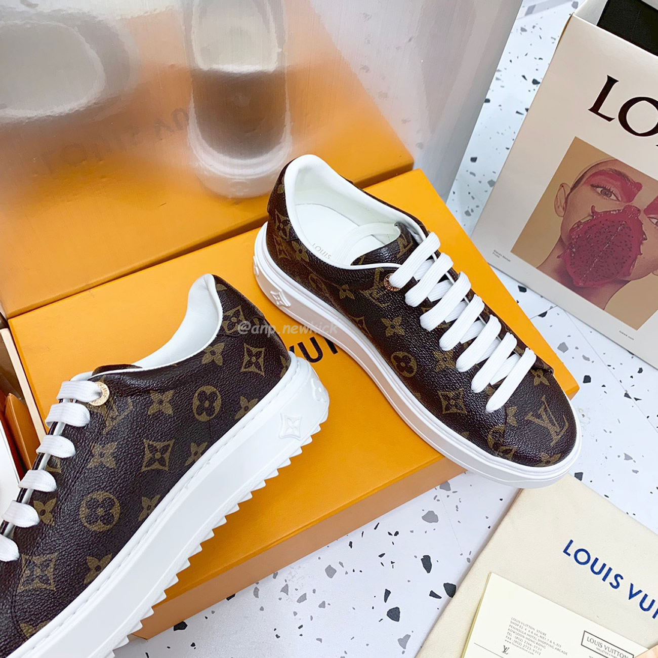 Louis Vuitton Time Out Monogram Leather Cacao Brown White Womens 1a8fjr (5) - www.newkick.vip