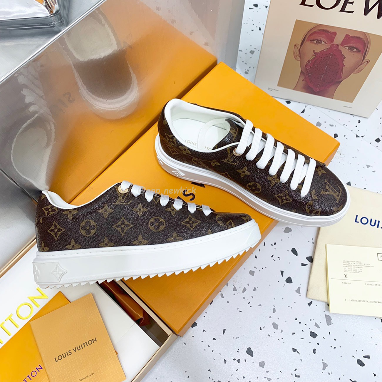 Louis Vuitton Time Out Monogram Leather Cacao Brown White Womens 1a8fjr (9) - www.newkick.vip