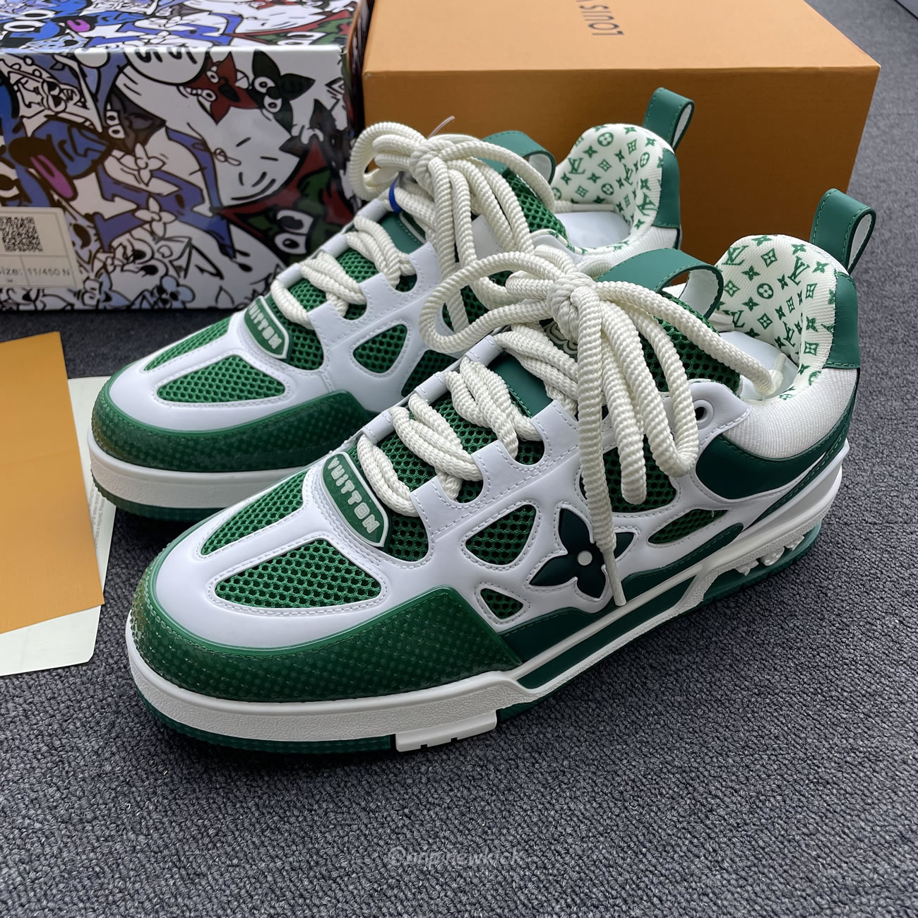 Louis Vuitton Lv Skate Sneaker Green White 1ac520 (10) - www.newkick.vip